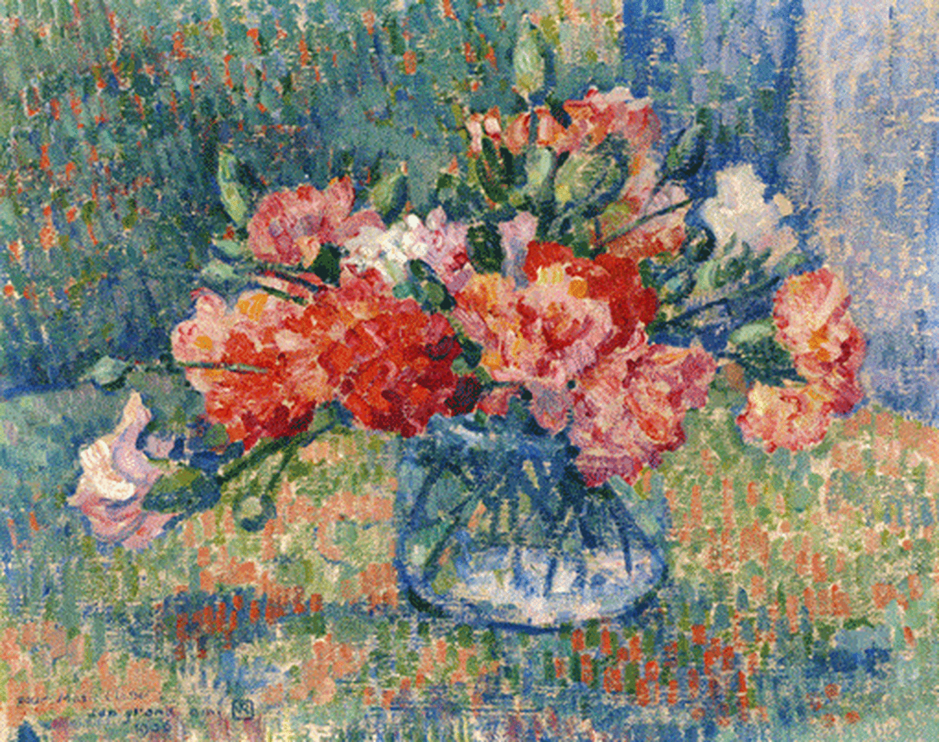 Théo van Rysselberghe: Anjers in een glazen vaasje