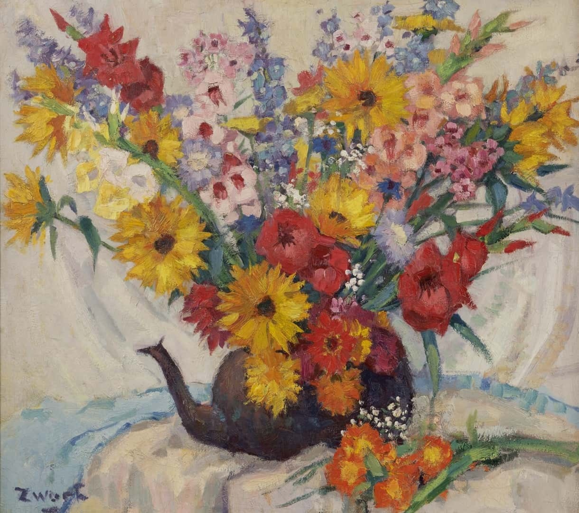 Arie Zwart: Kleurrijk bloemstilleven