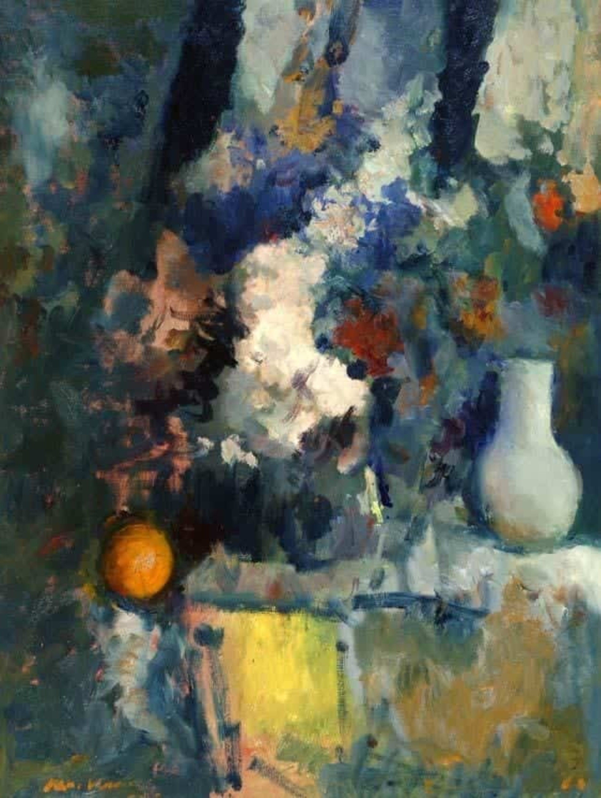 Kees Verwey: Atelierstilleven met bloemen en aardewerk