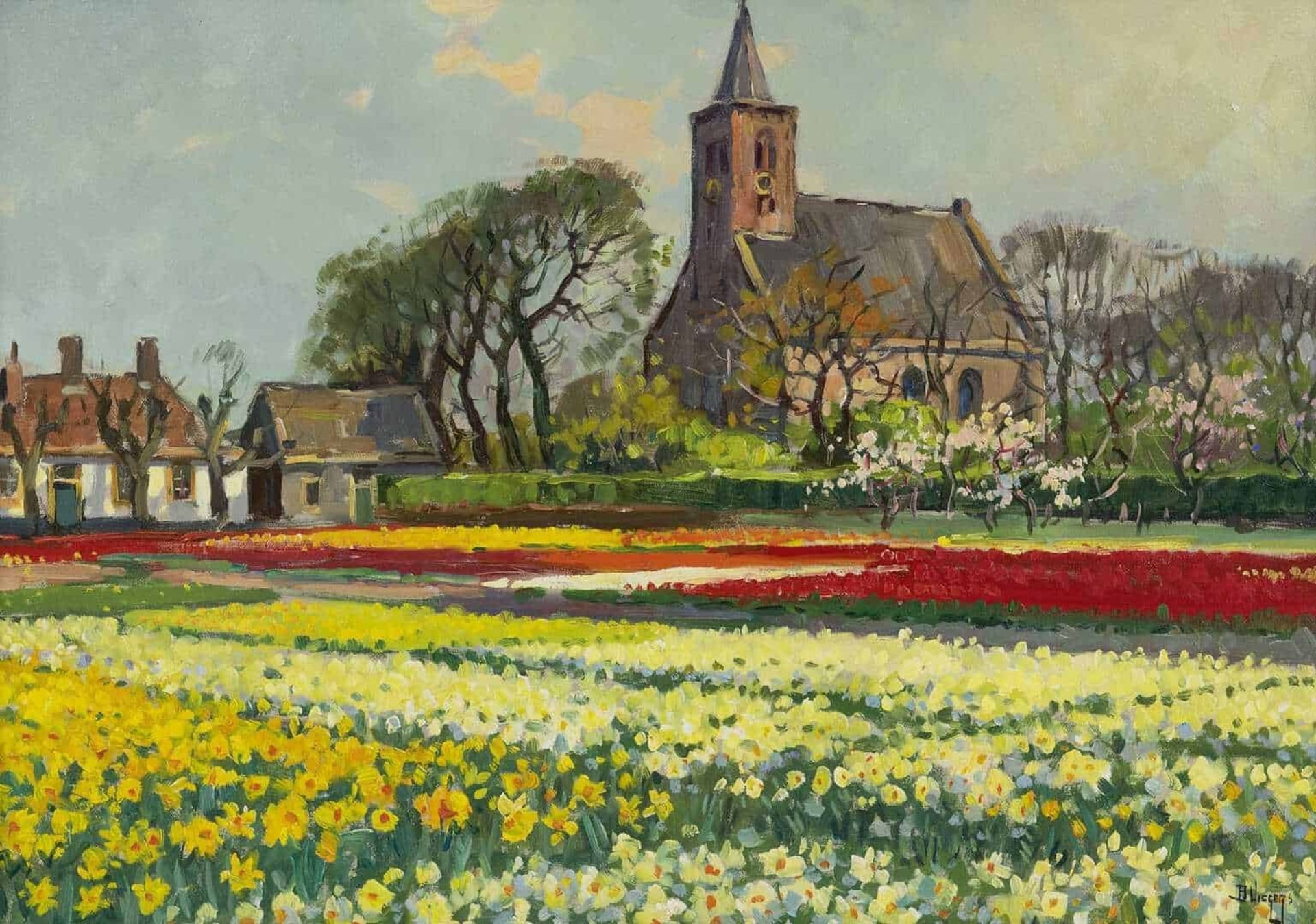 Ben Viegers: Kleurrijk bollenveld bij Limmen