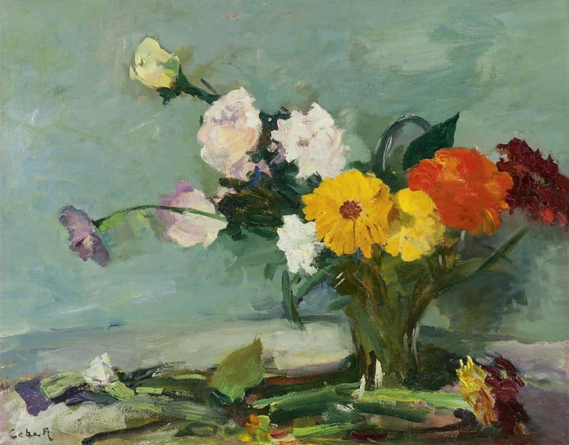 Coba Ritsema: Bloemen in glazen vaasje