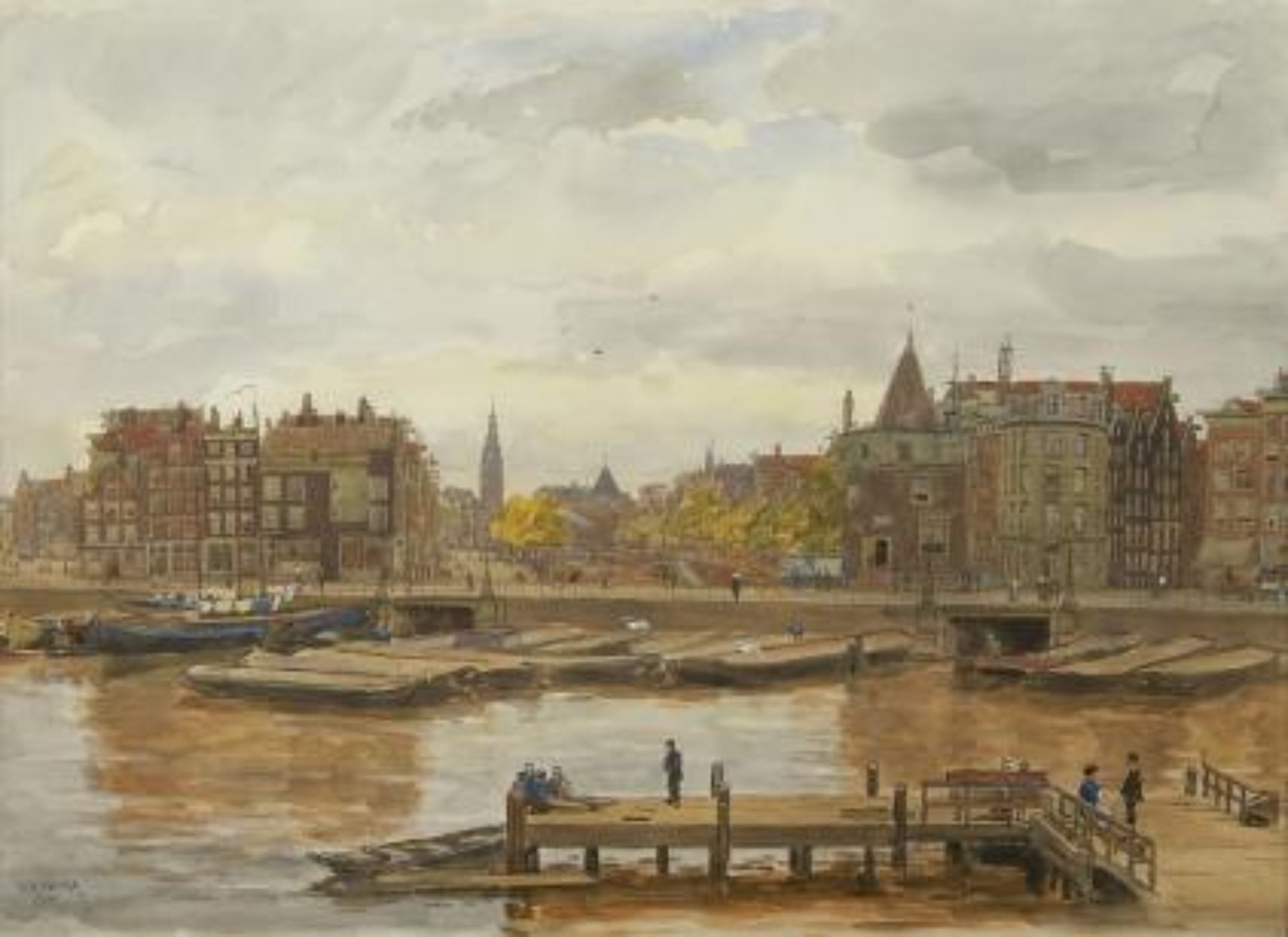 Felicien Bobeldijk: Gezicht op de Prins Hendrikkade met de Schreierstoren, Amsterdam