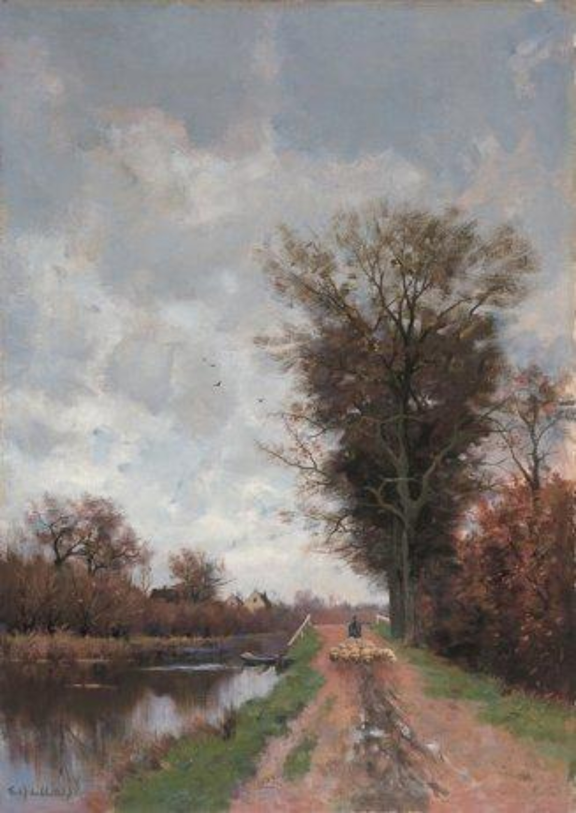 Fredericus Jacobus van Rossum du Chattel: Boer met schapen langs een vaart