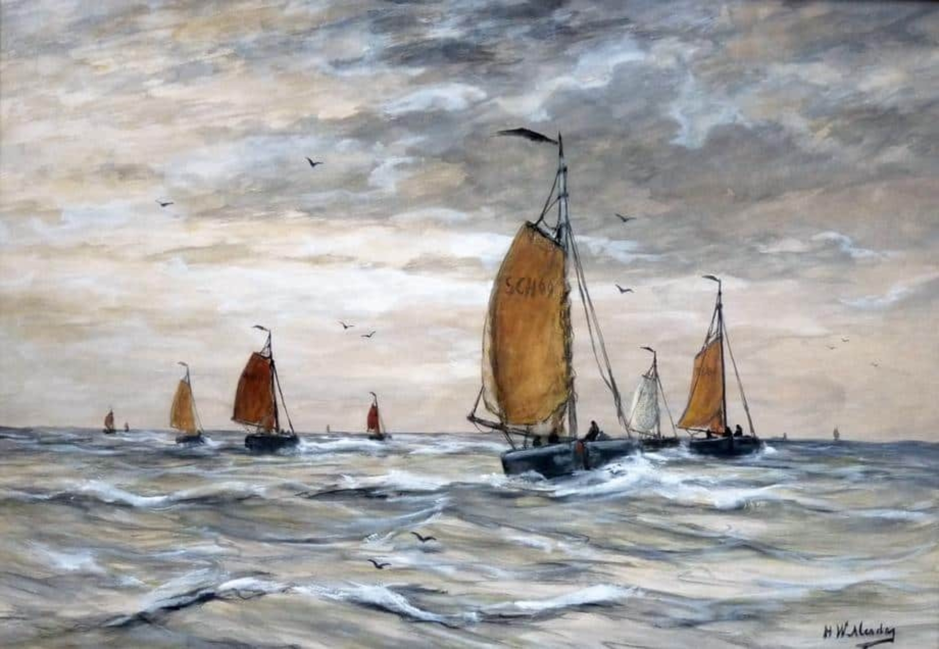 Hendrik Willem Mesdag: Bomschuiten op zee