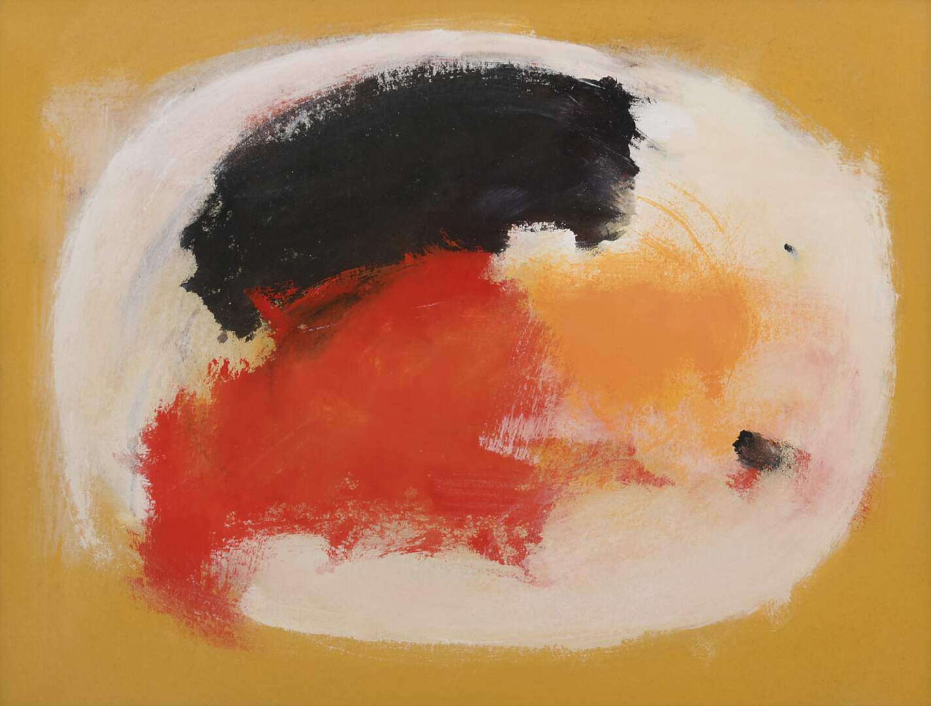 Eugène Brands: Compositie met gouden oker achtergrond