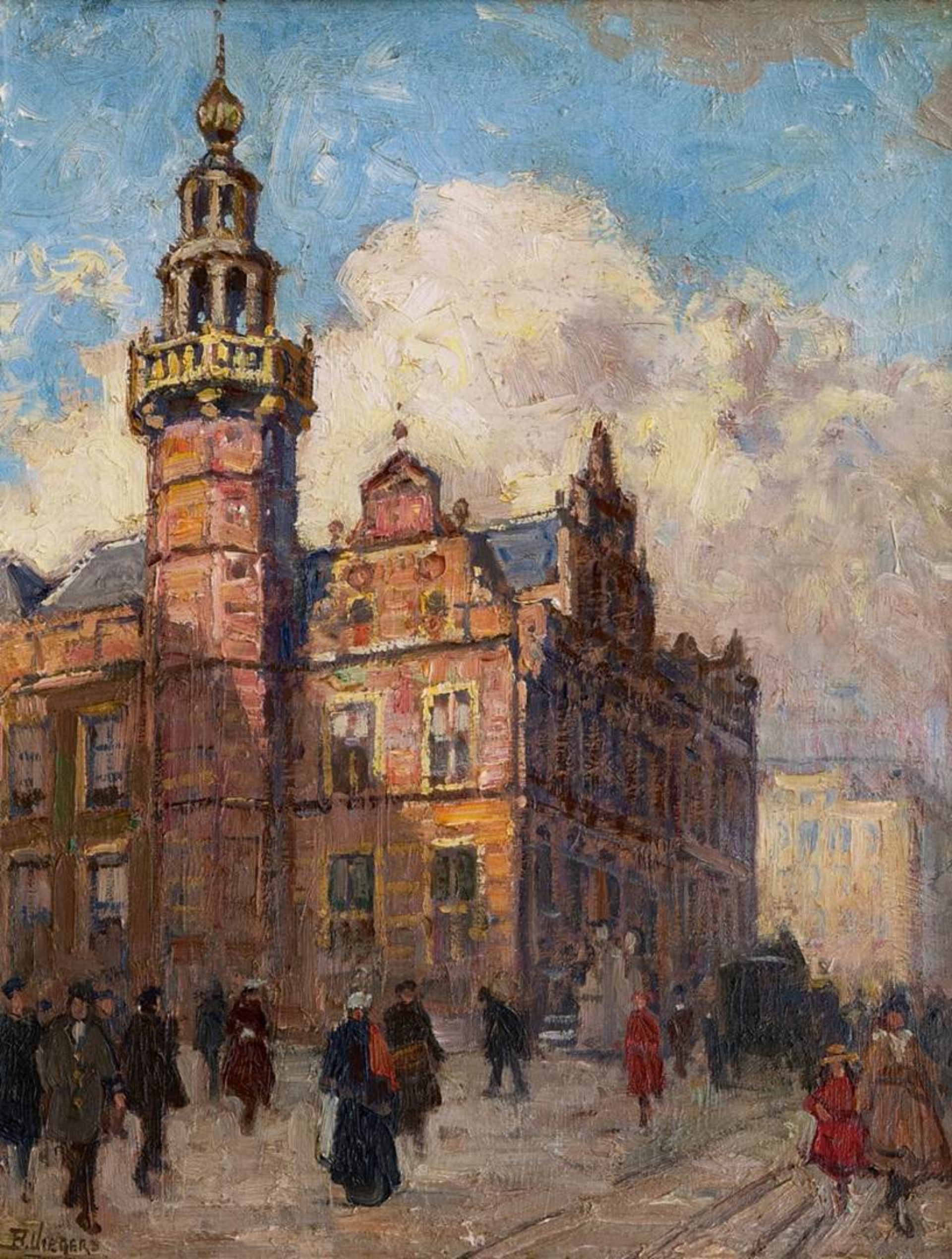 Ben Viegers: De Gravenstraat in Den Haag met het Oude Stadhuis