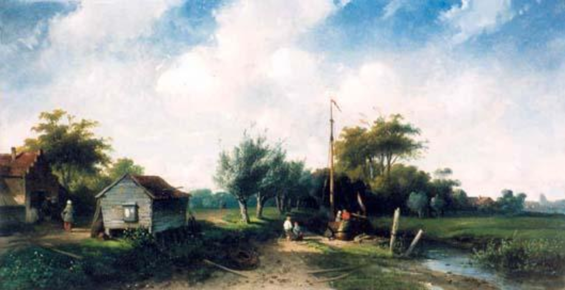 Charles Leickert: Diverse figuren in een zomers landschap