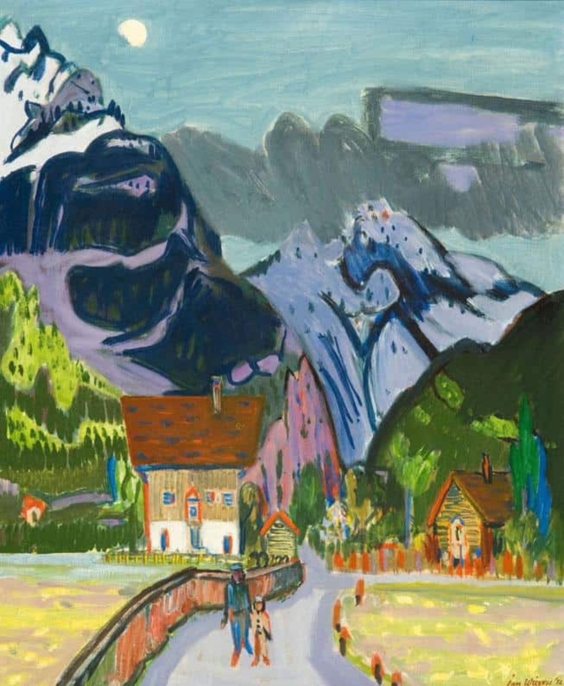 Jan Wiegers: Gezicht op Altdorf met op de achtergrond de Bristenstock, Zwitserland