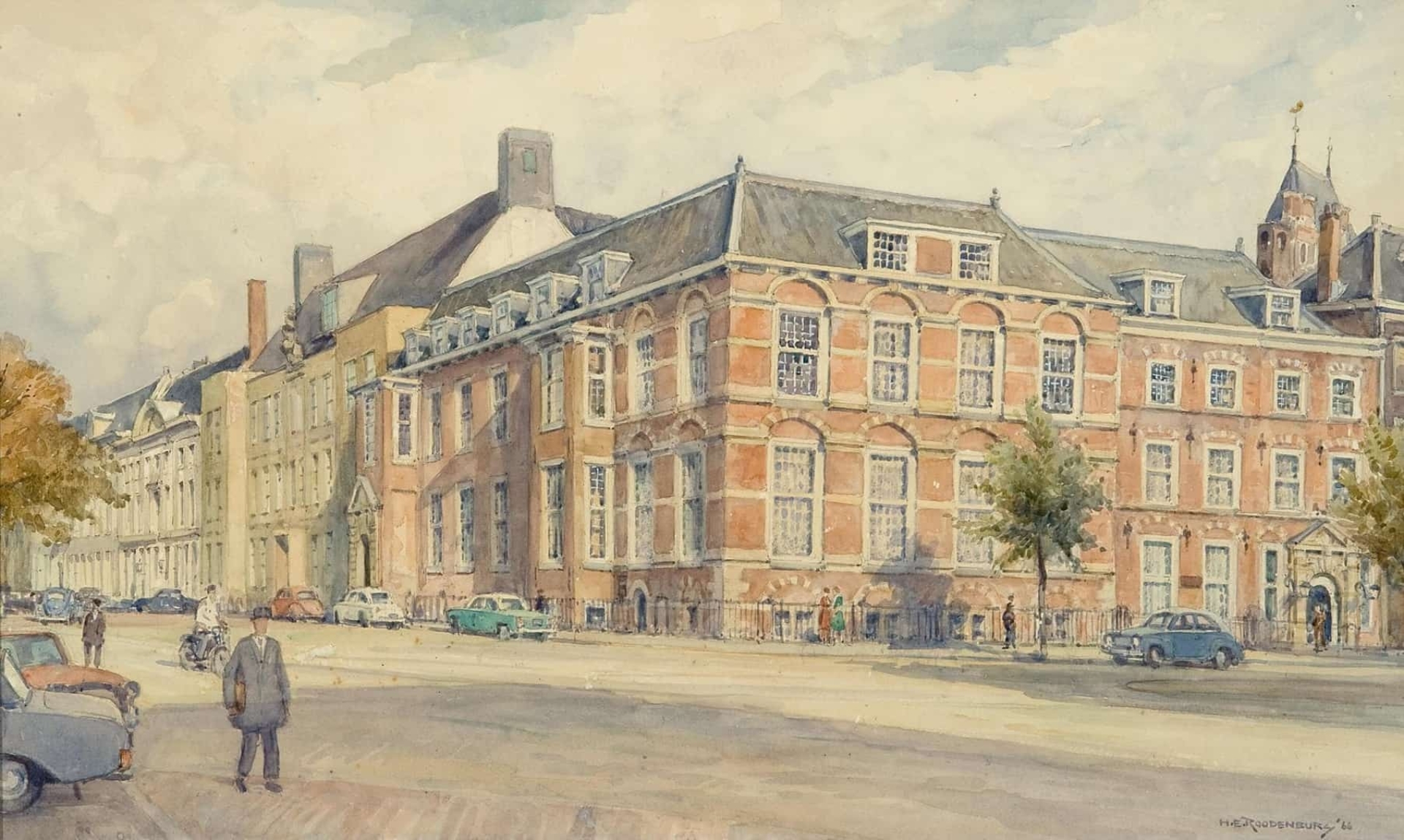 Hendrikus Elias Roodenburg: Gezicht op de Kneuterdijk te Den Haag