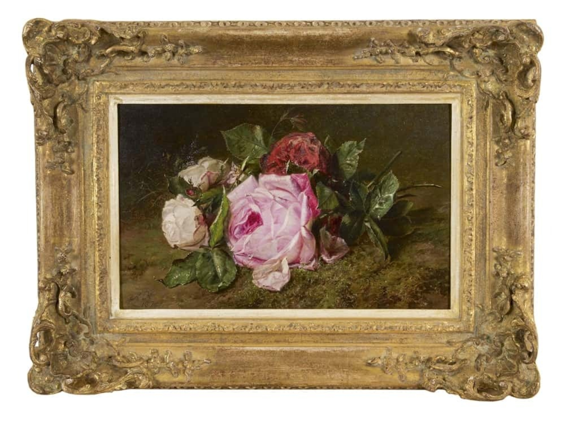 Adriana Haanen: Rozen op bosgrond (in lijst)