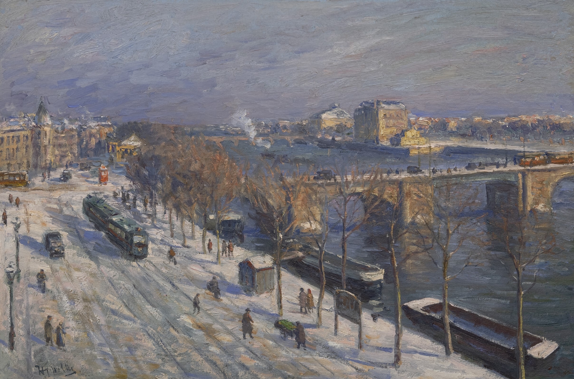 Hendrik Jan Wolter: Uitzicht op de Amstel in de winter