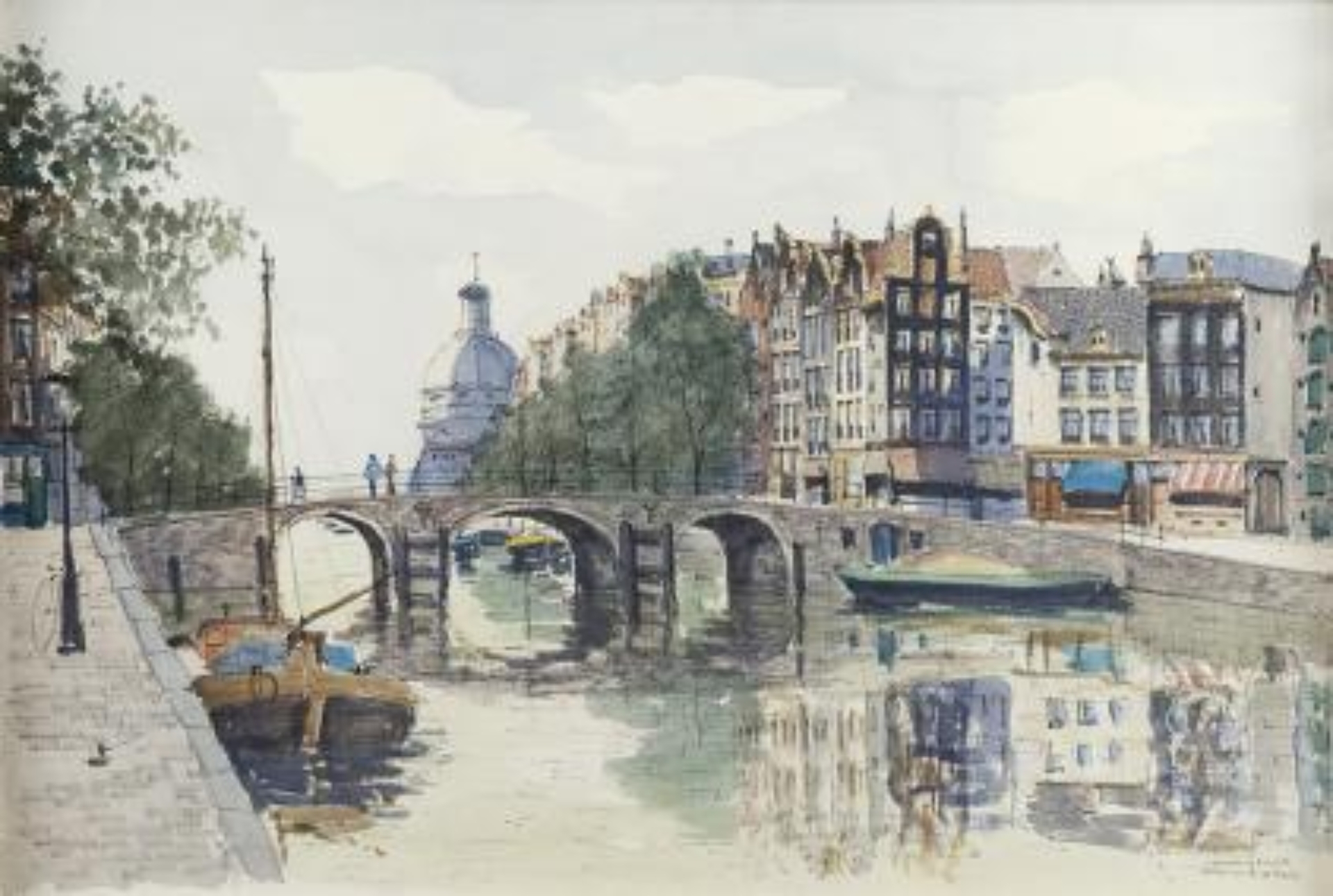 Jan den Hengst: Gezicht op het Singel, Amsterdam