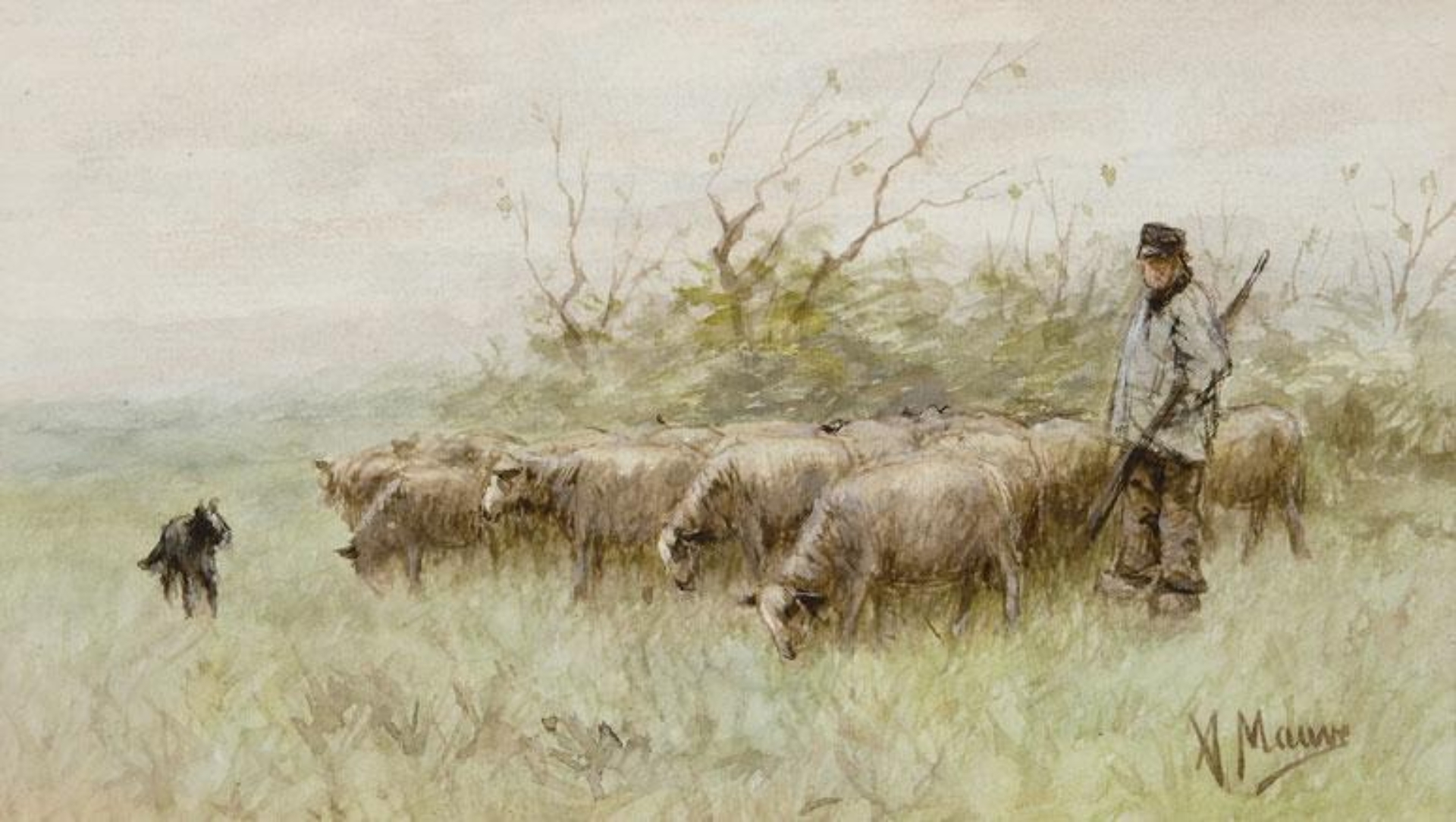 Anton Mauve: Herder met schaapskudde