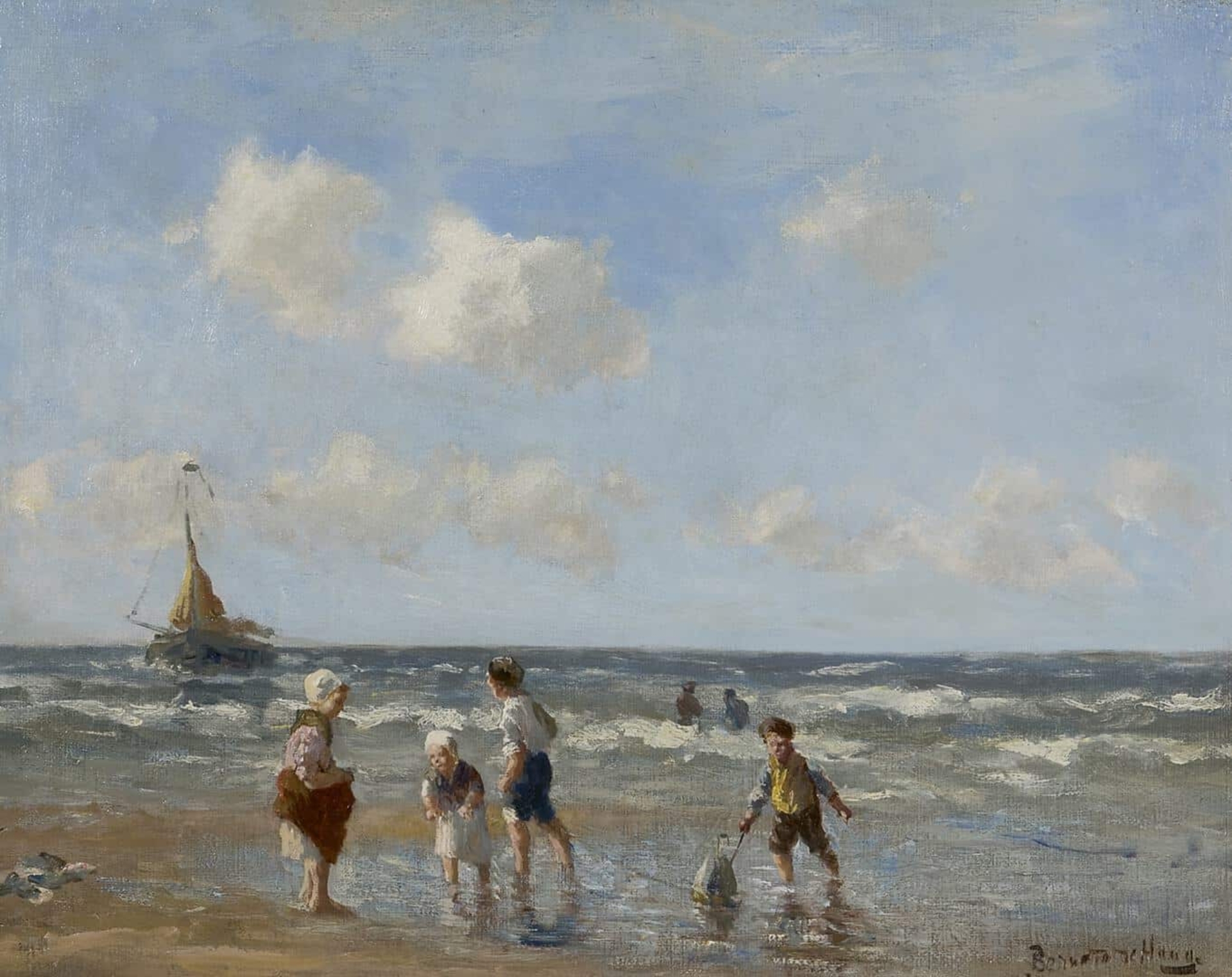 Bernard de Hoog: Spelende kinderen op het strand