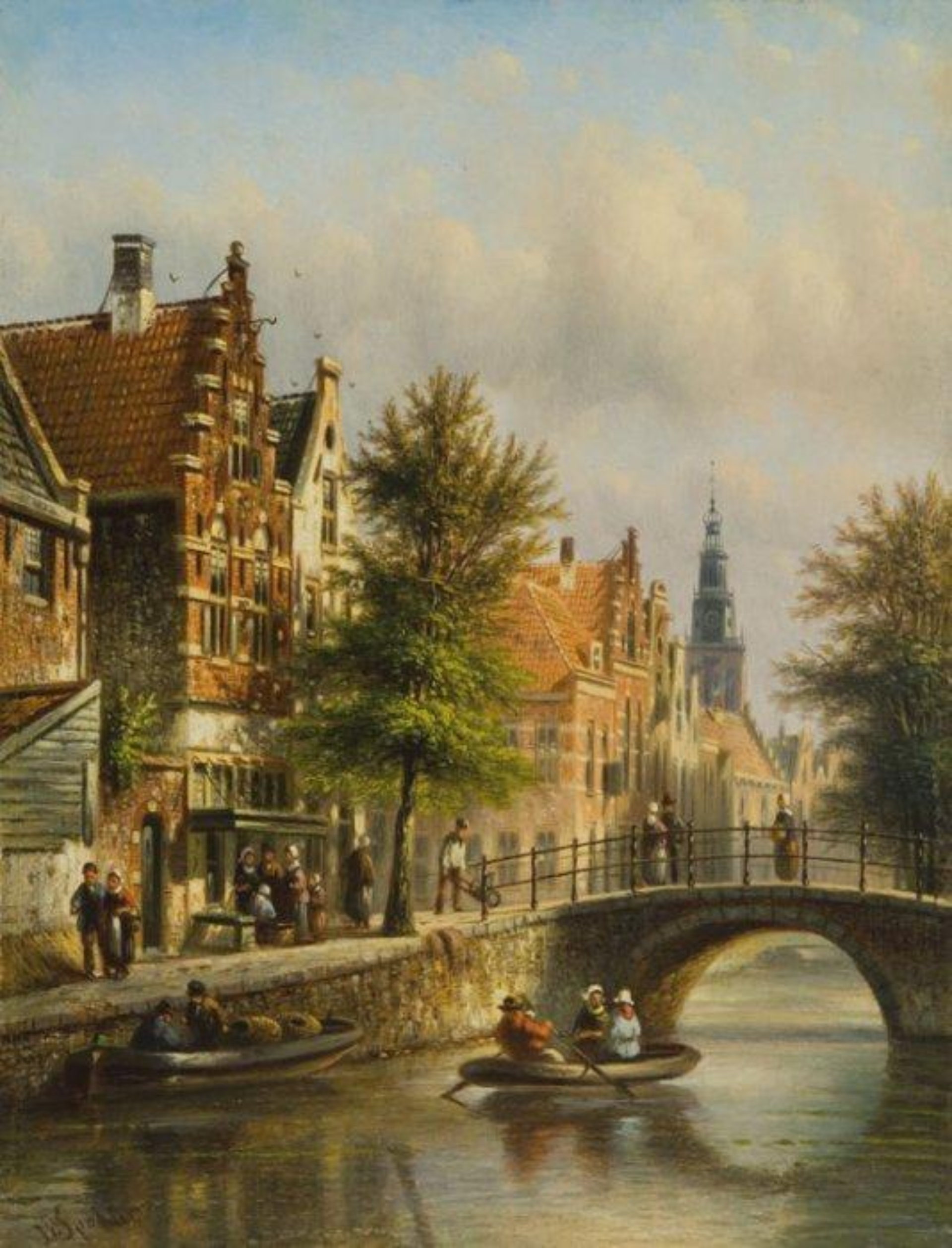 Johannes Fanciscus Spohler: In een roeiboot over de Bakenessergracht te Haarlem