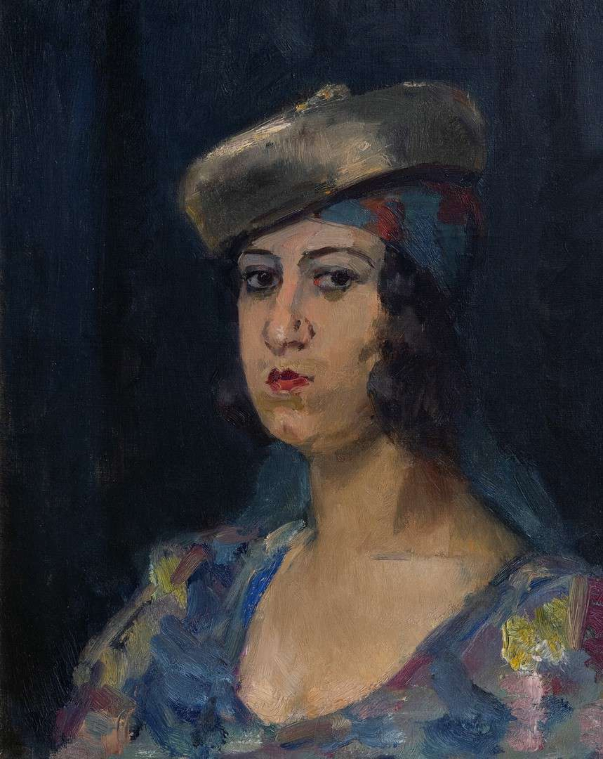 Isaac Israels: Dame met baret