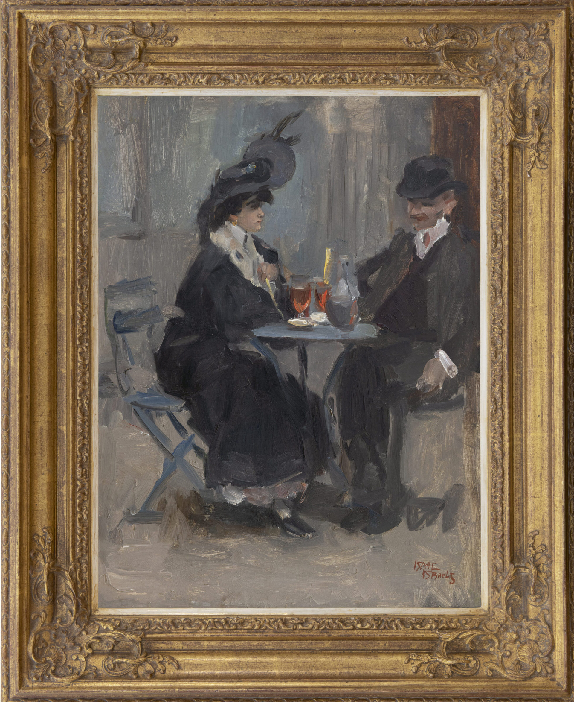 Isaac Israels: Elegant stel op het terras (in lijst)