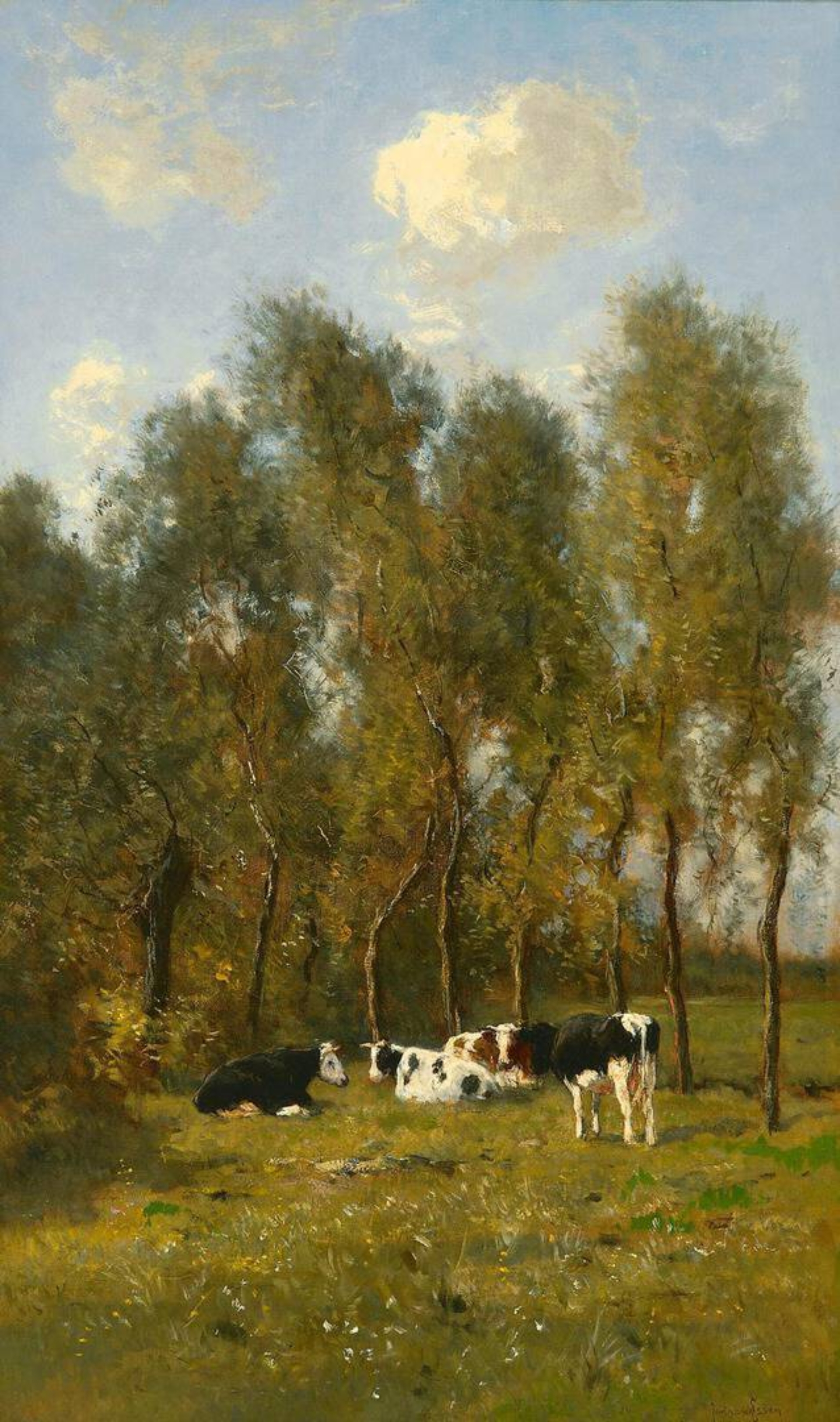 Jan van Essen: Boslandschap met koeien