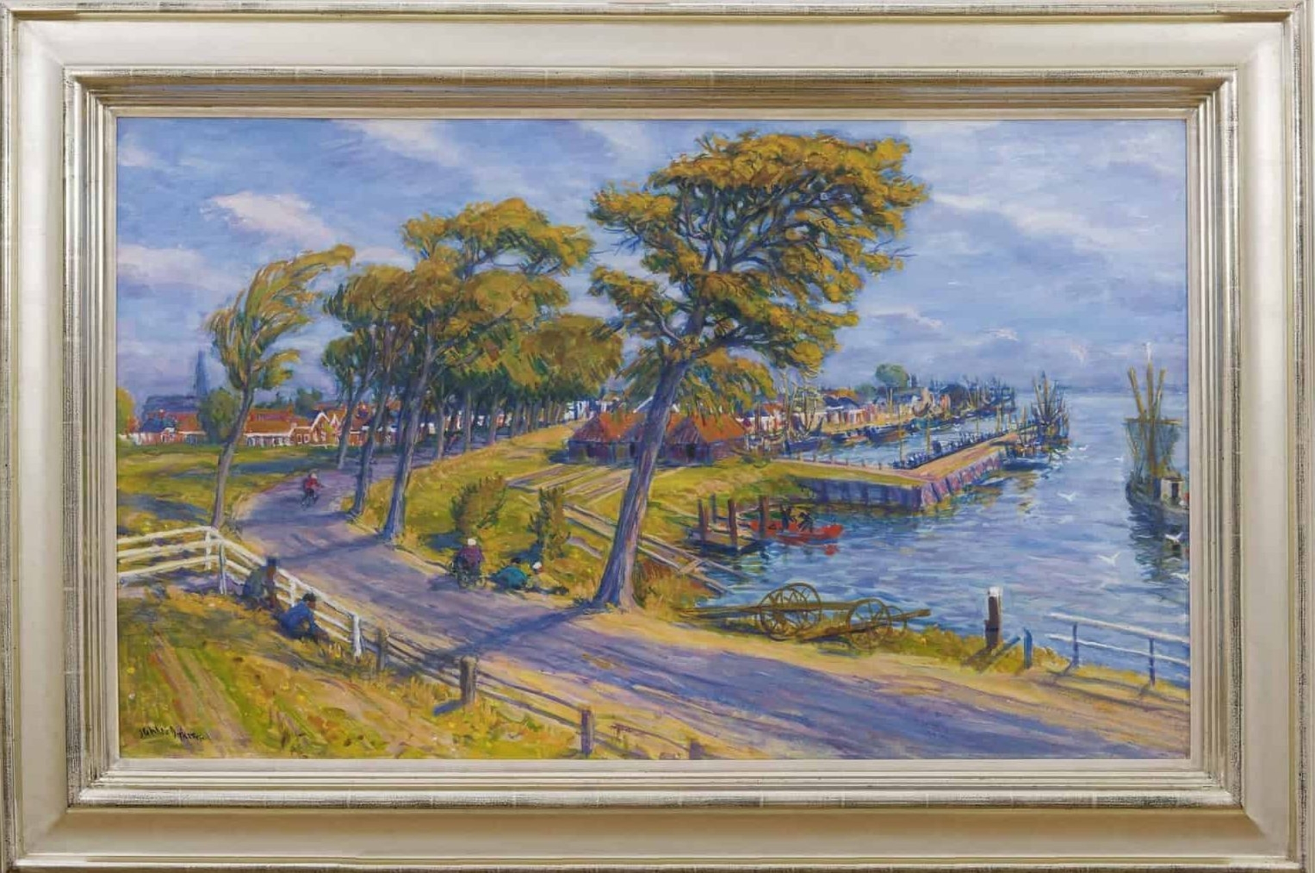 Johan Dijkstra: De binnenhaven van Zoutkamp (in lijst)