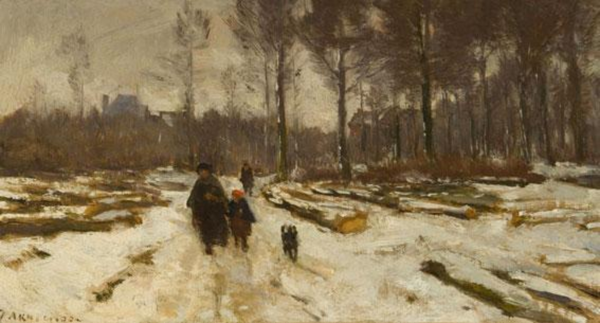 Johannes Evert Hendrik Akkeringa: Figuren in een besneeuwd landschap