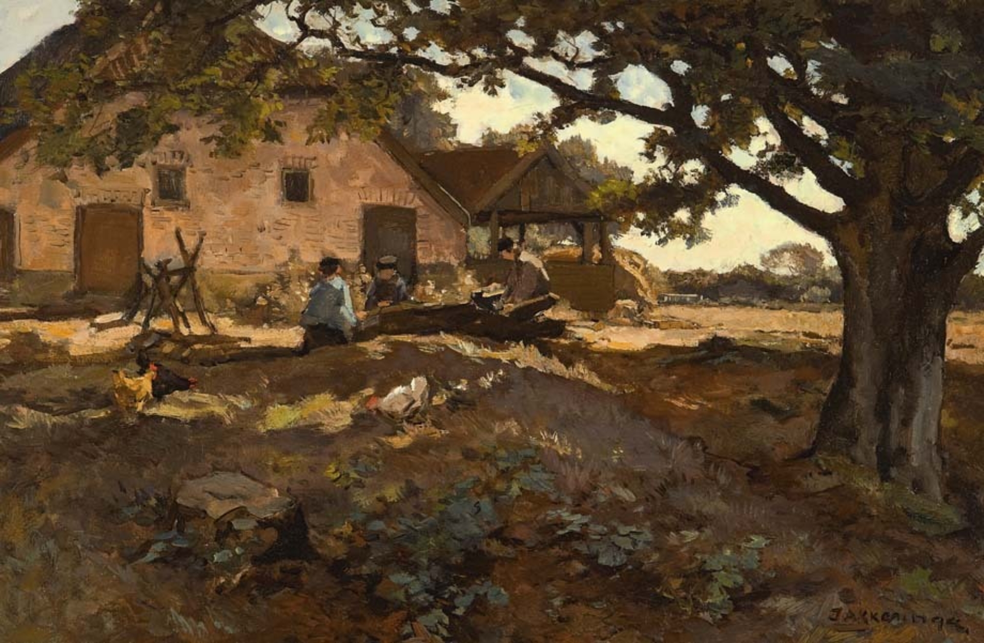 Johannes Evert Hendrik Akkeringa: Houtzagers voor een boerderij