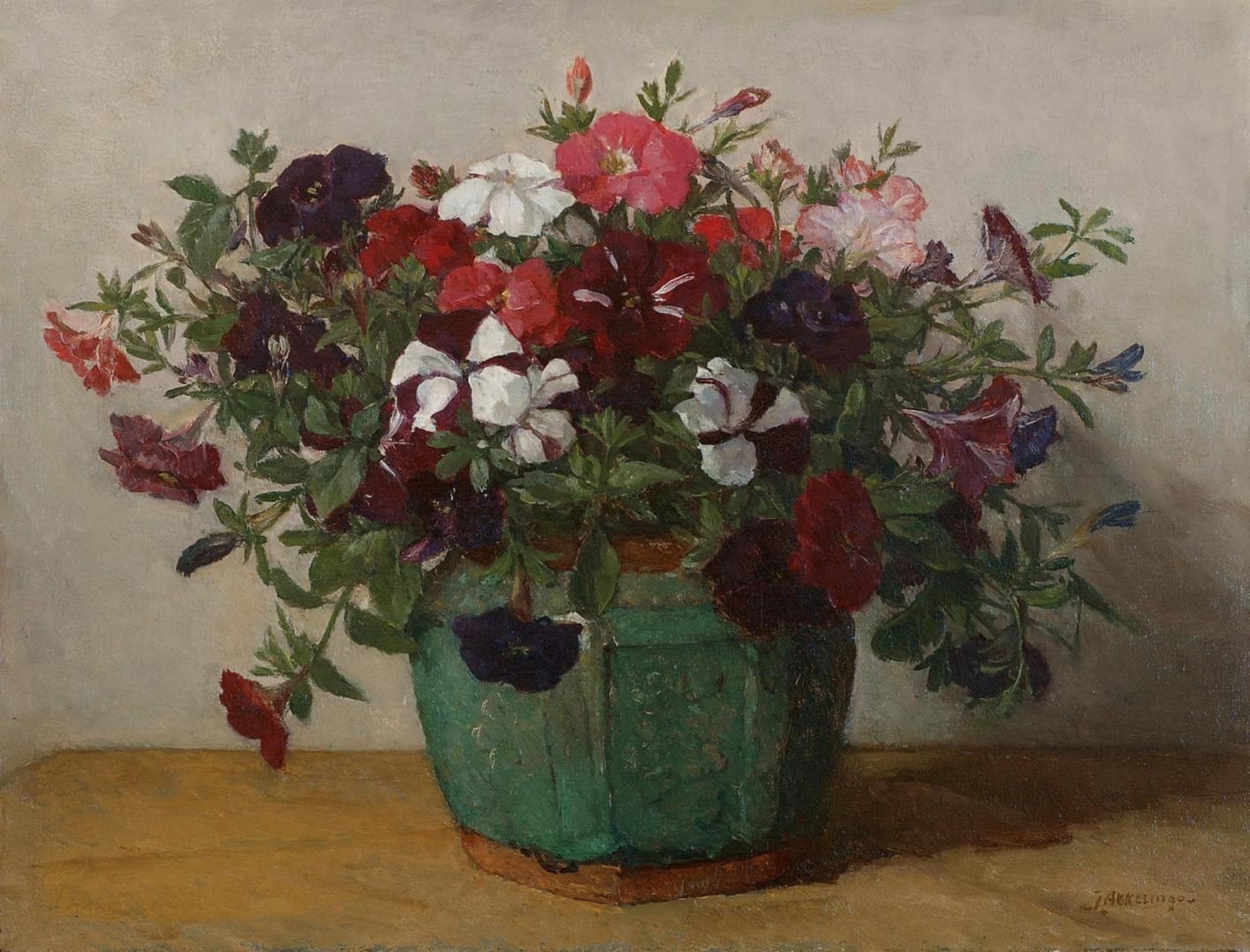 Johannes Evert Hendrik Akkeringa: Petunia's in een gemberpot