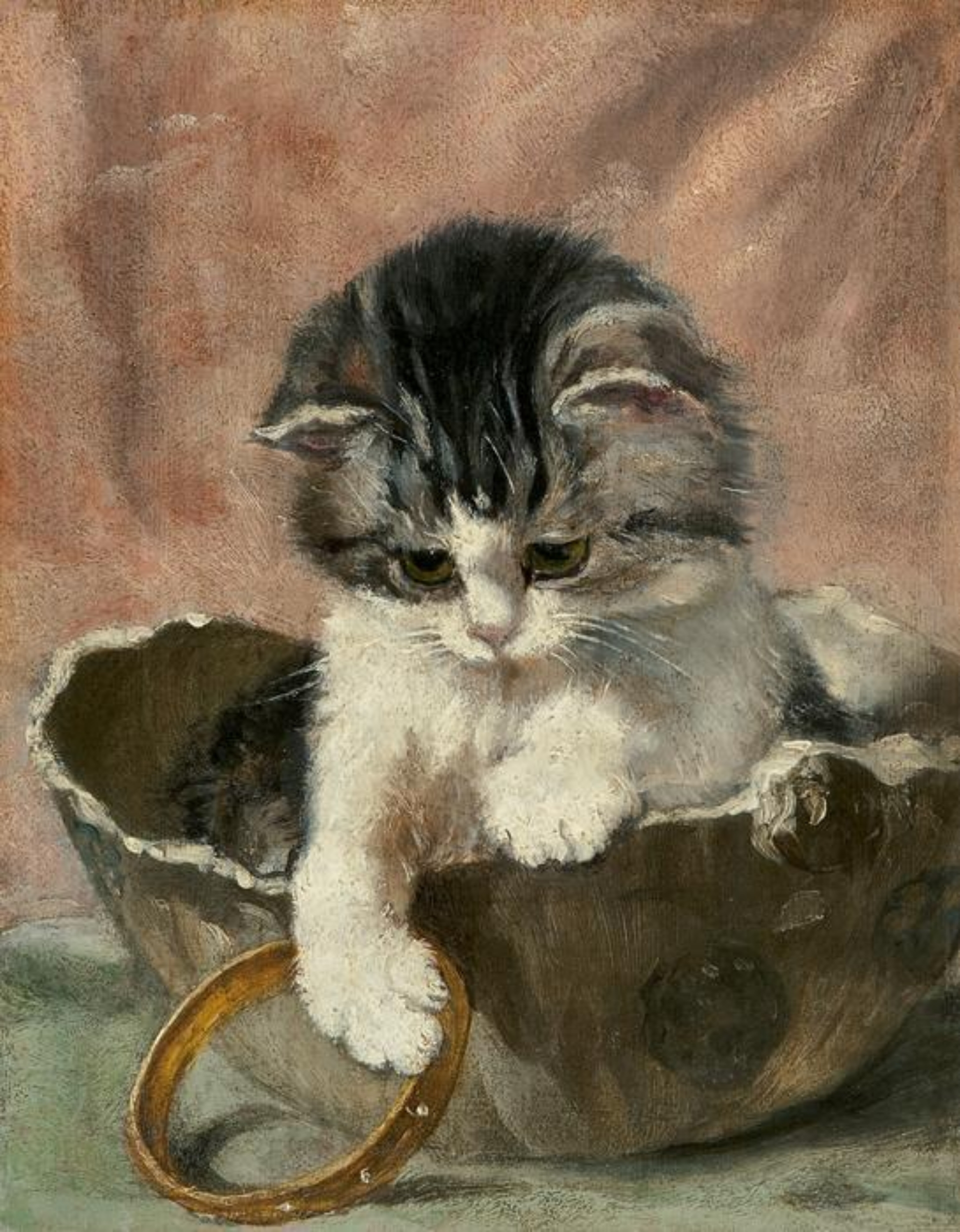 Henriëtte Ronner-Knip: Jong poesje in een kom