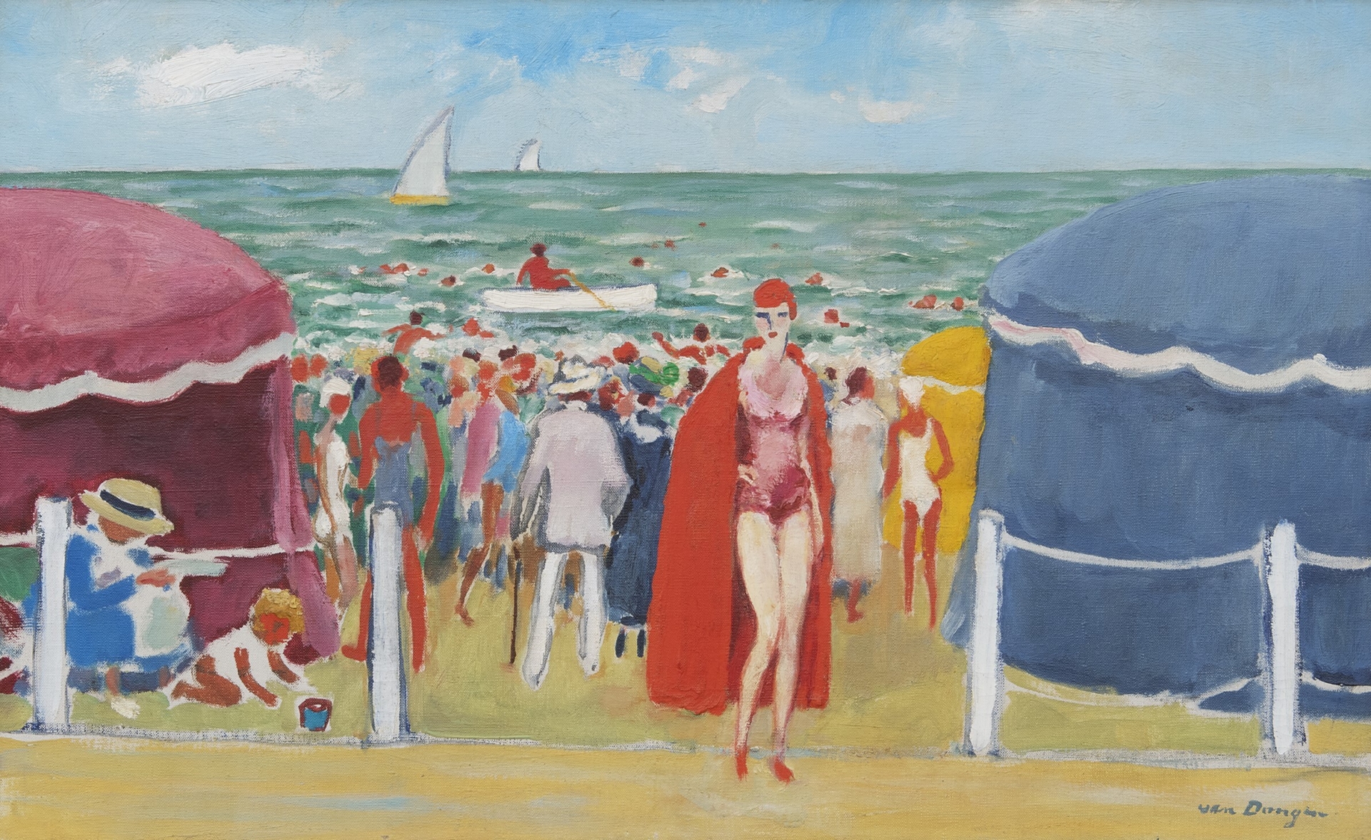Kees van Dongen: Vertier op het strand van Deauville, Frankrijk