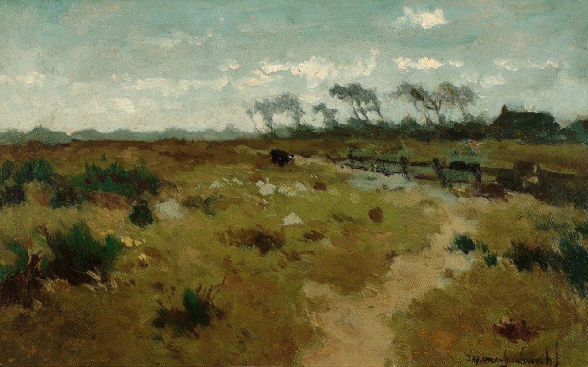 Hendrik Johannes Weissenbruch: Koe in een weids landschap