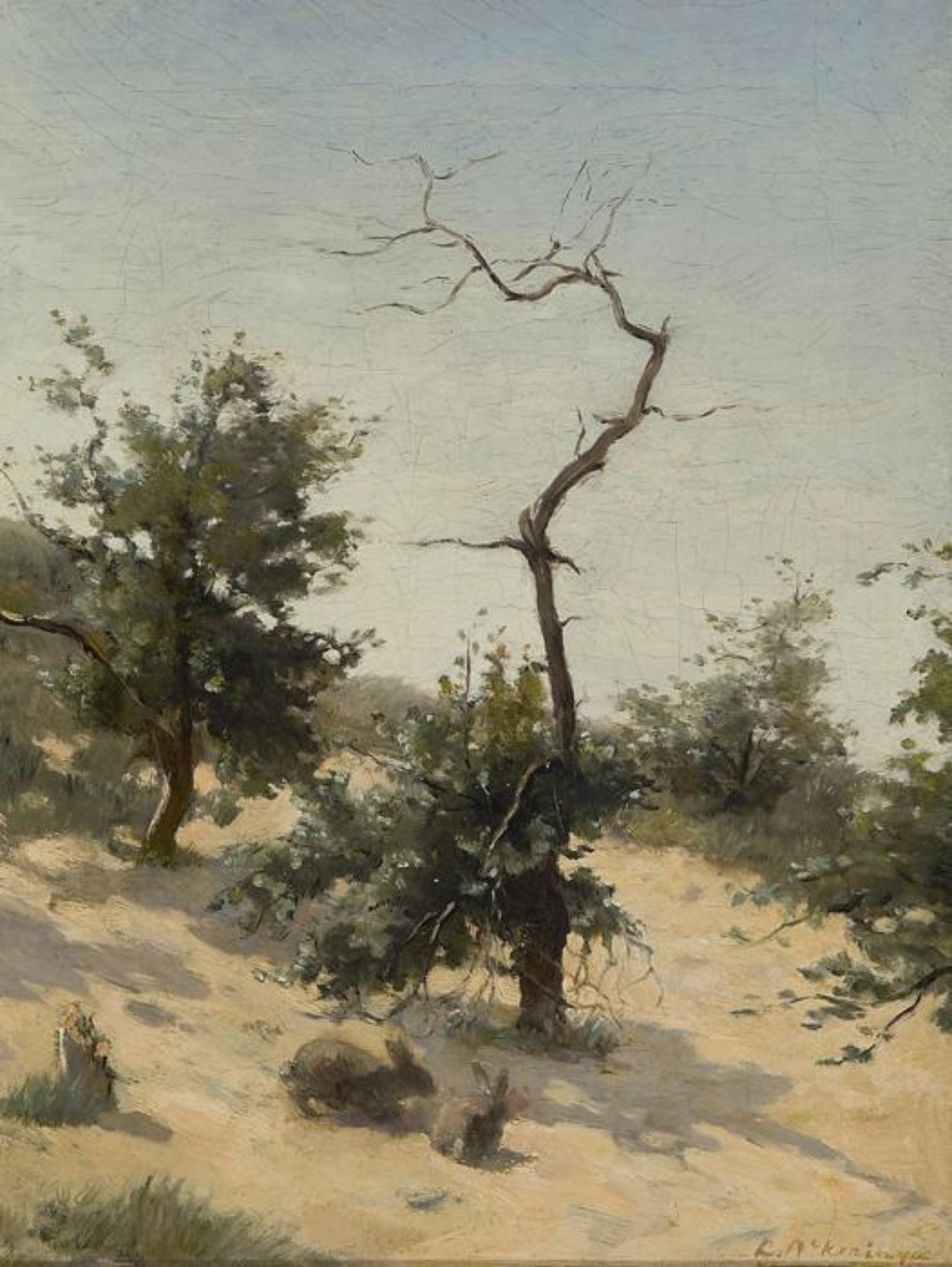Leonard Johannes Akkeringa: Twee konijntjes in de duinen