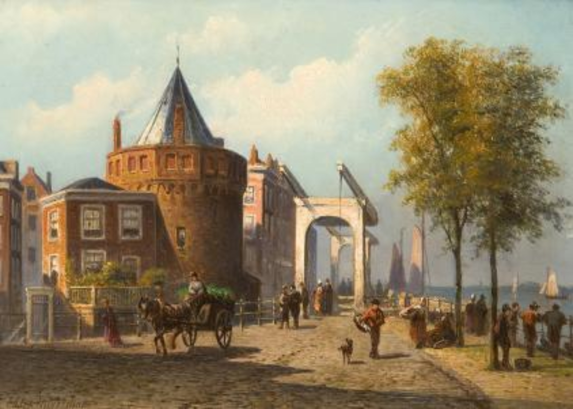Eduard Alexander Hilverdink: Figures on the 'Prins Hendrikkade' in Amsterdam