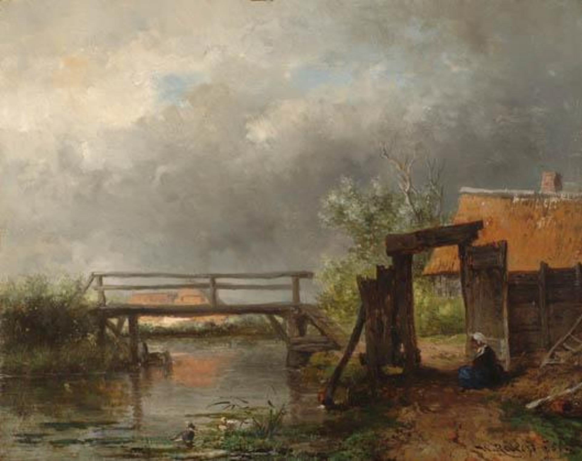 Willem Roelofs: Meisje bij de vaart