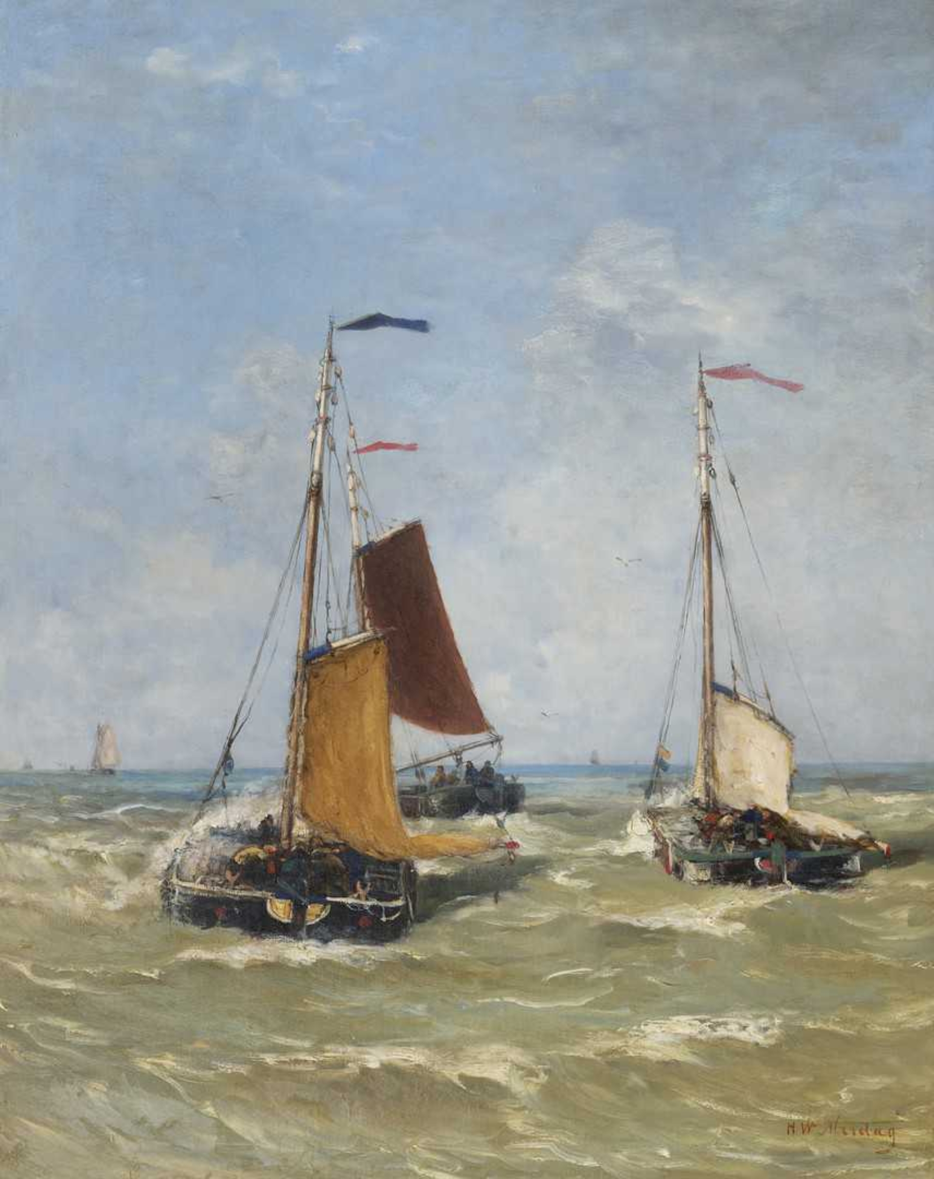 Hendrik Willem Mesdag: Bomschuiten op zee