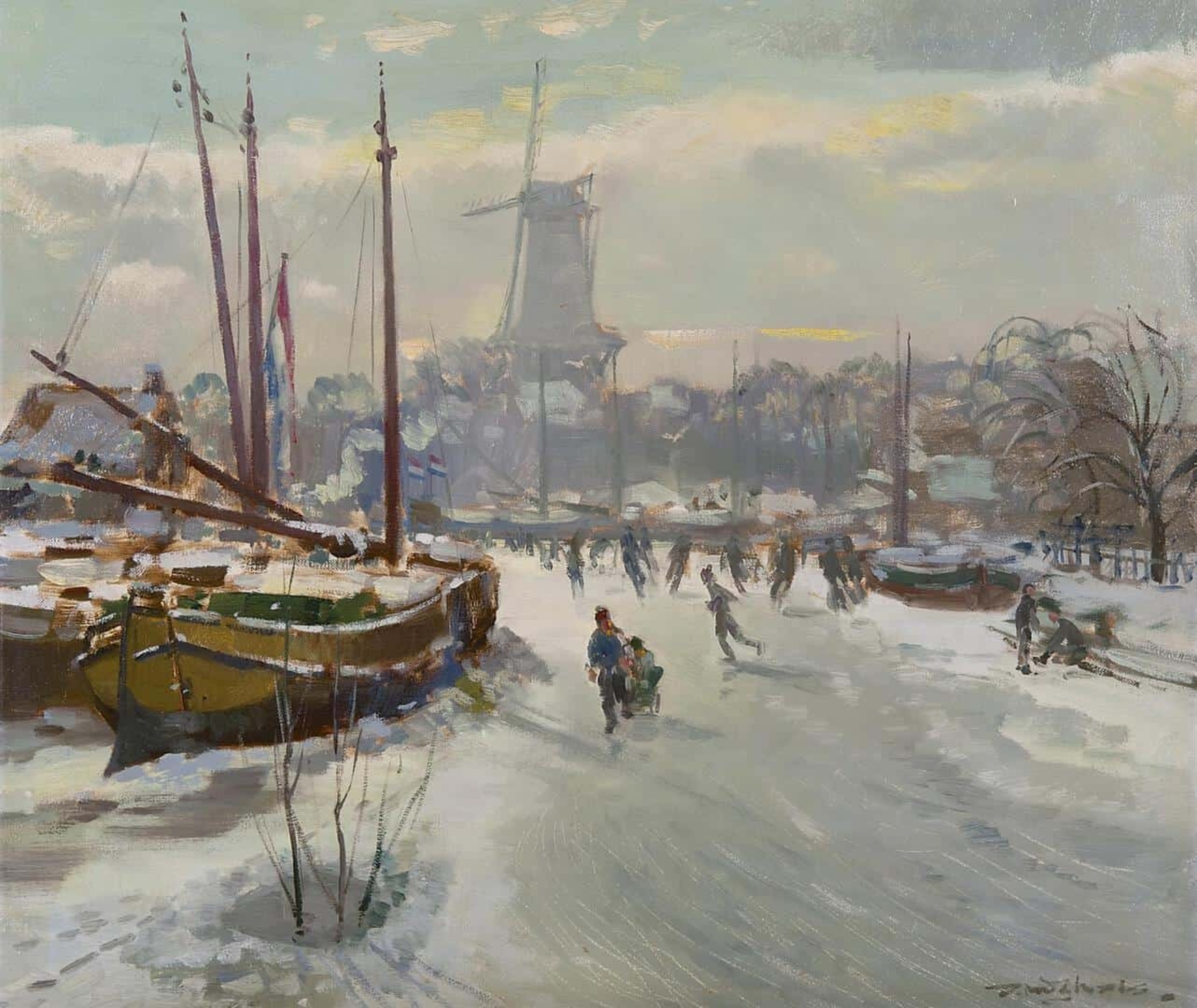 Daan Muehlhaus: Schaatsvertier op de Spuihaven in Dordrecht