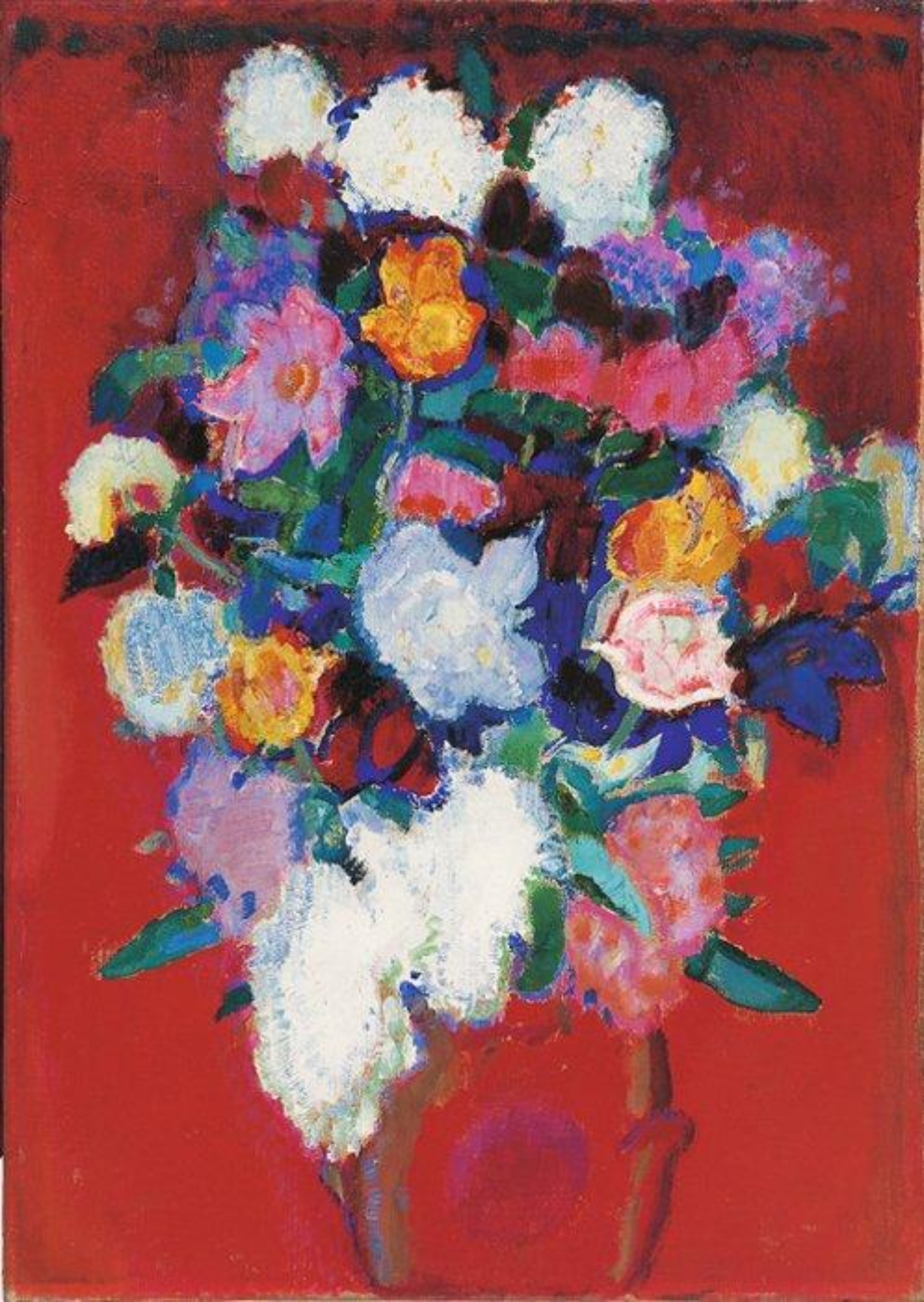 Jan Sluijters: Stilleven van bloemen in een rode vaas