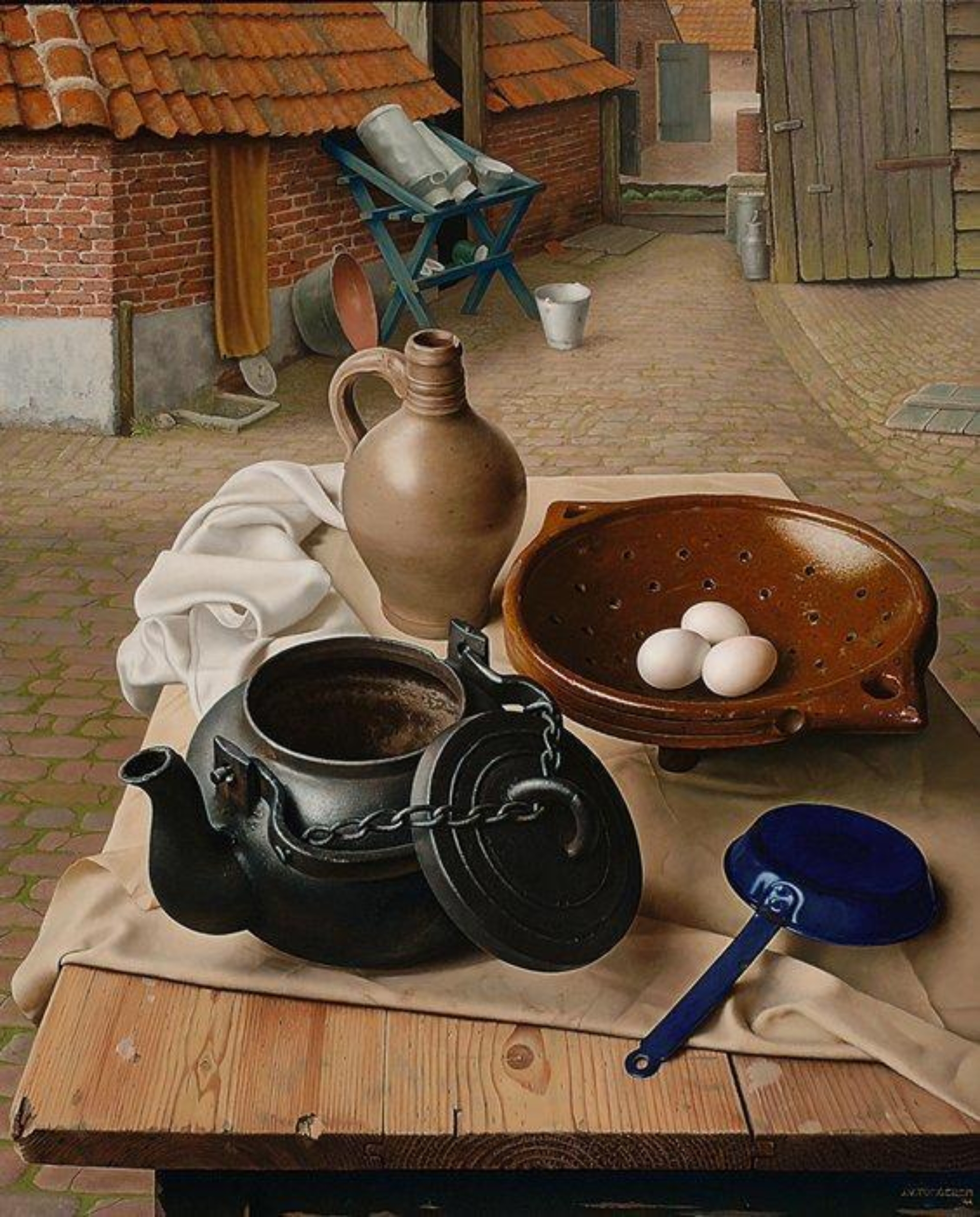 Jan van Tongeren: Stillevencompositie bij een boerderij