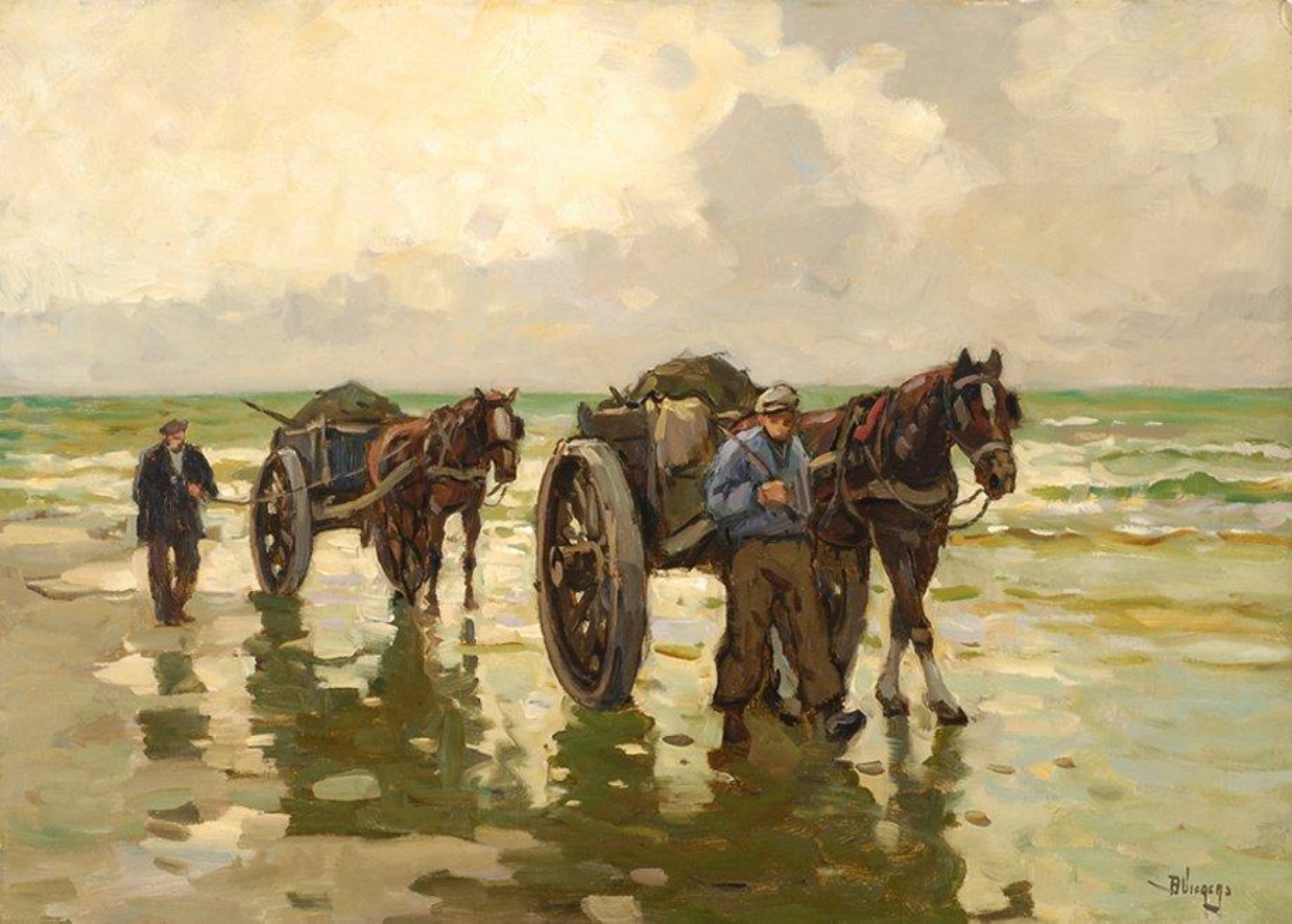 Ben Viegers: Twee schelpenvissers op het strand