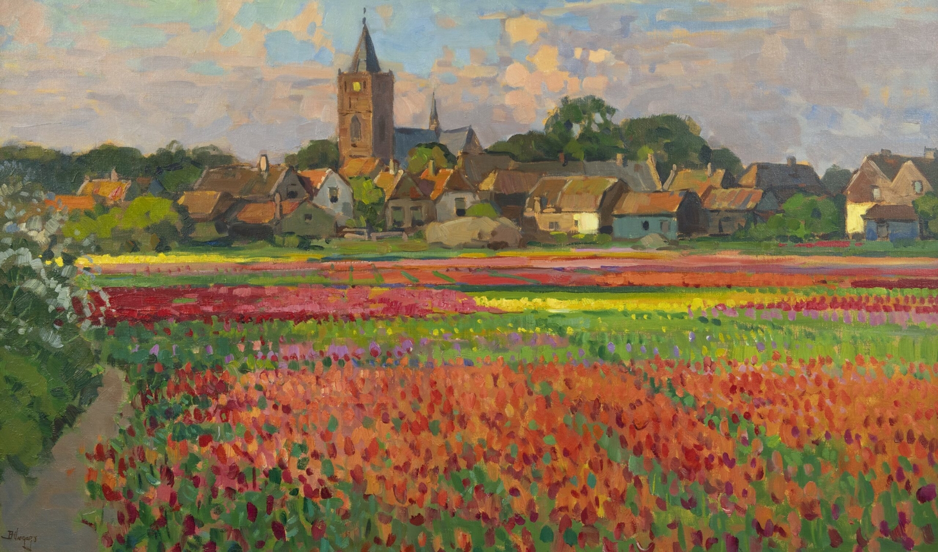 Ben Viegers: Bollenveld in volle bloei bij Noordwijk