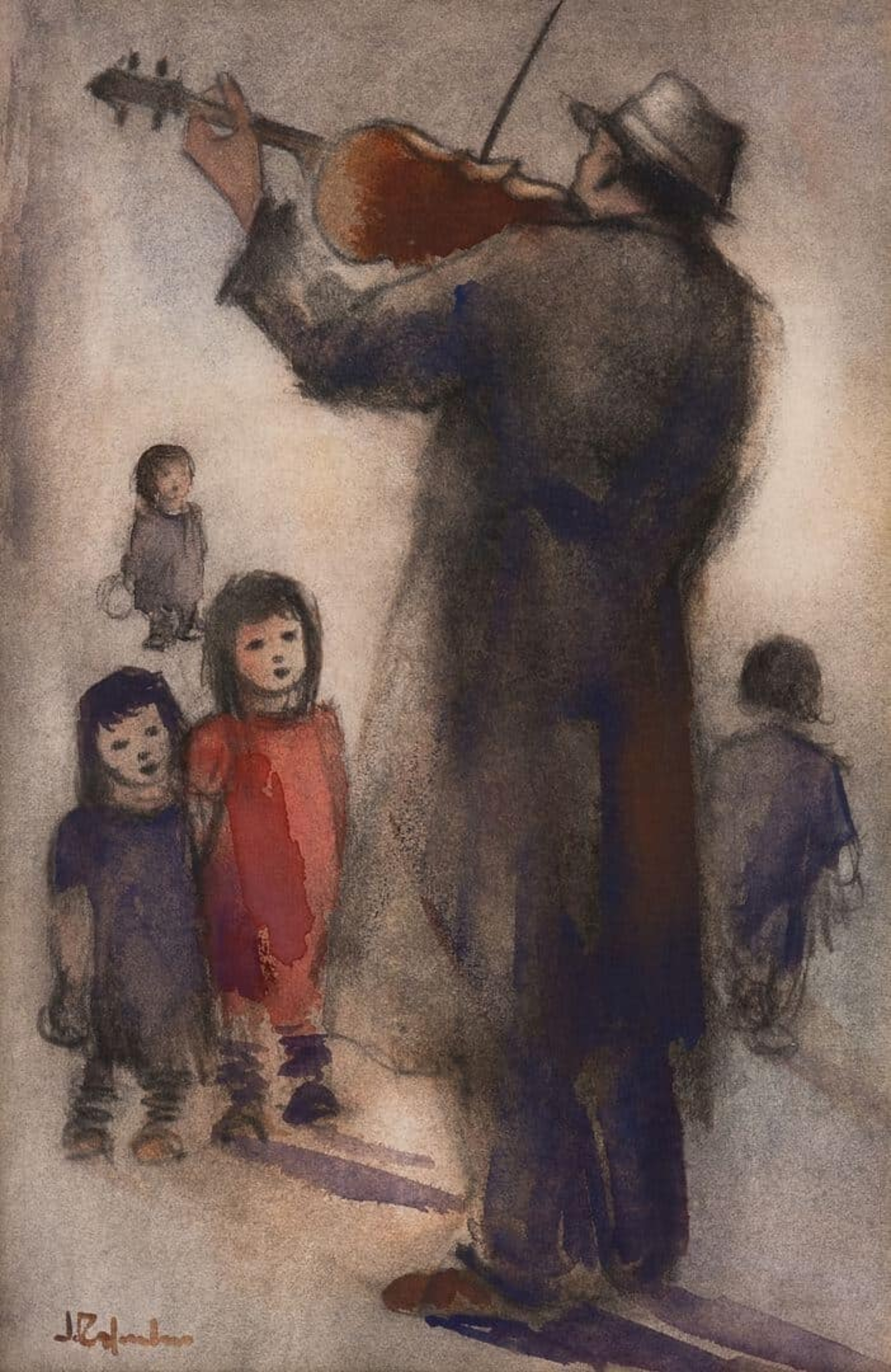 Jan Rijlaarsdam: Vioolspelende man met kinderen