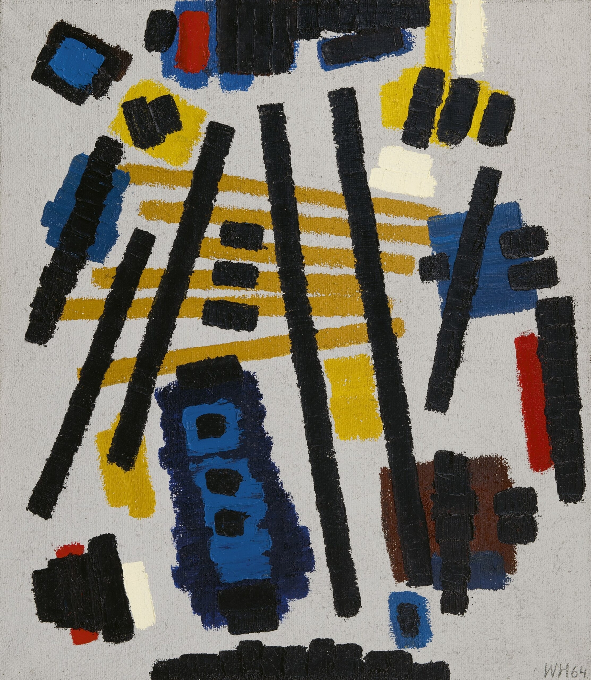 Willem Hussem: Compositie tegen grijze achtergrond