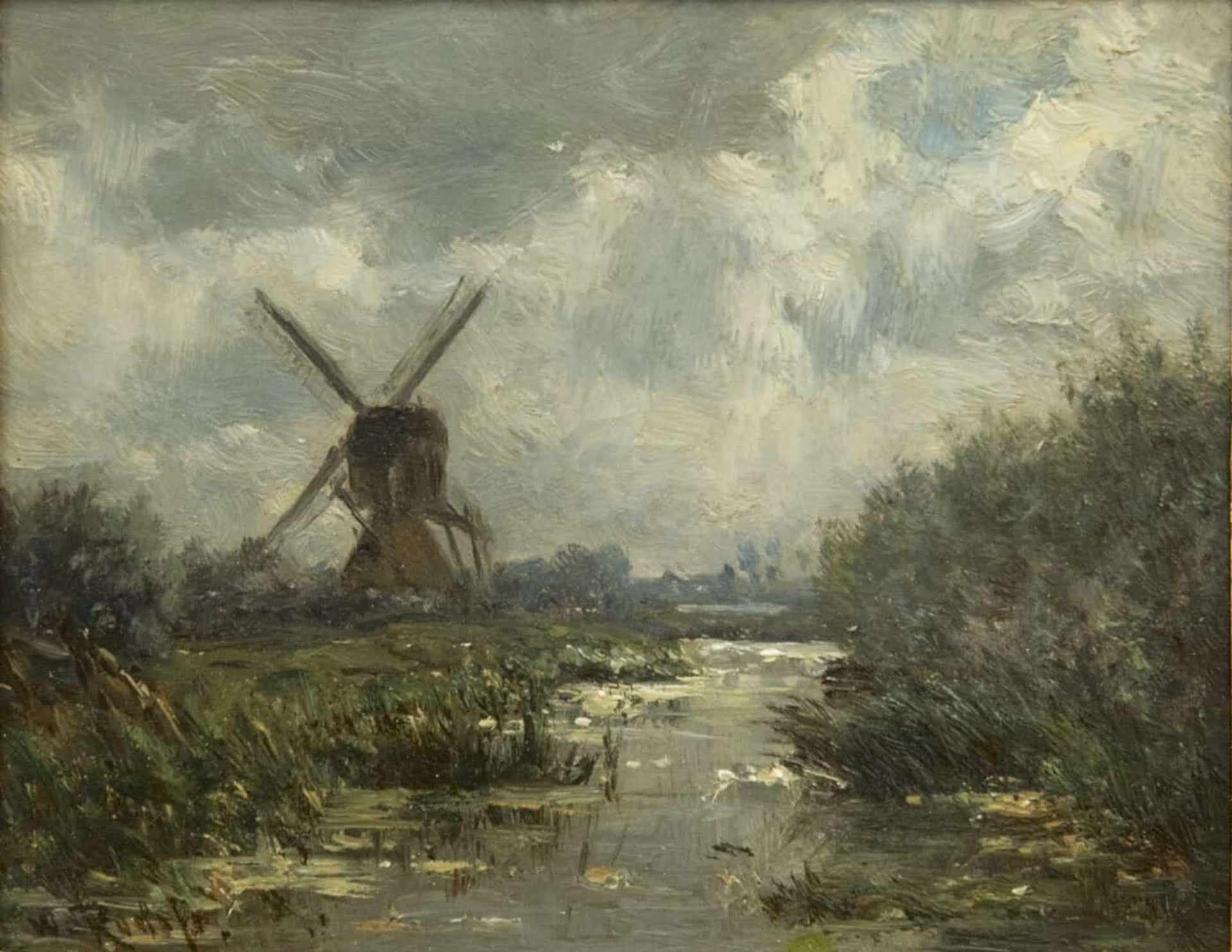 Willem Roelofs: Molen bij een poldervaart