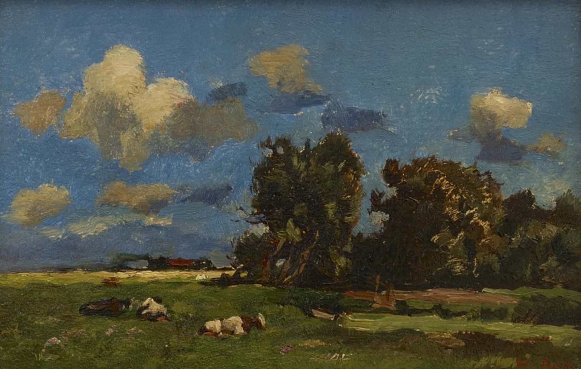 Willem de Zwart: Polderlandschap met koeien