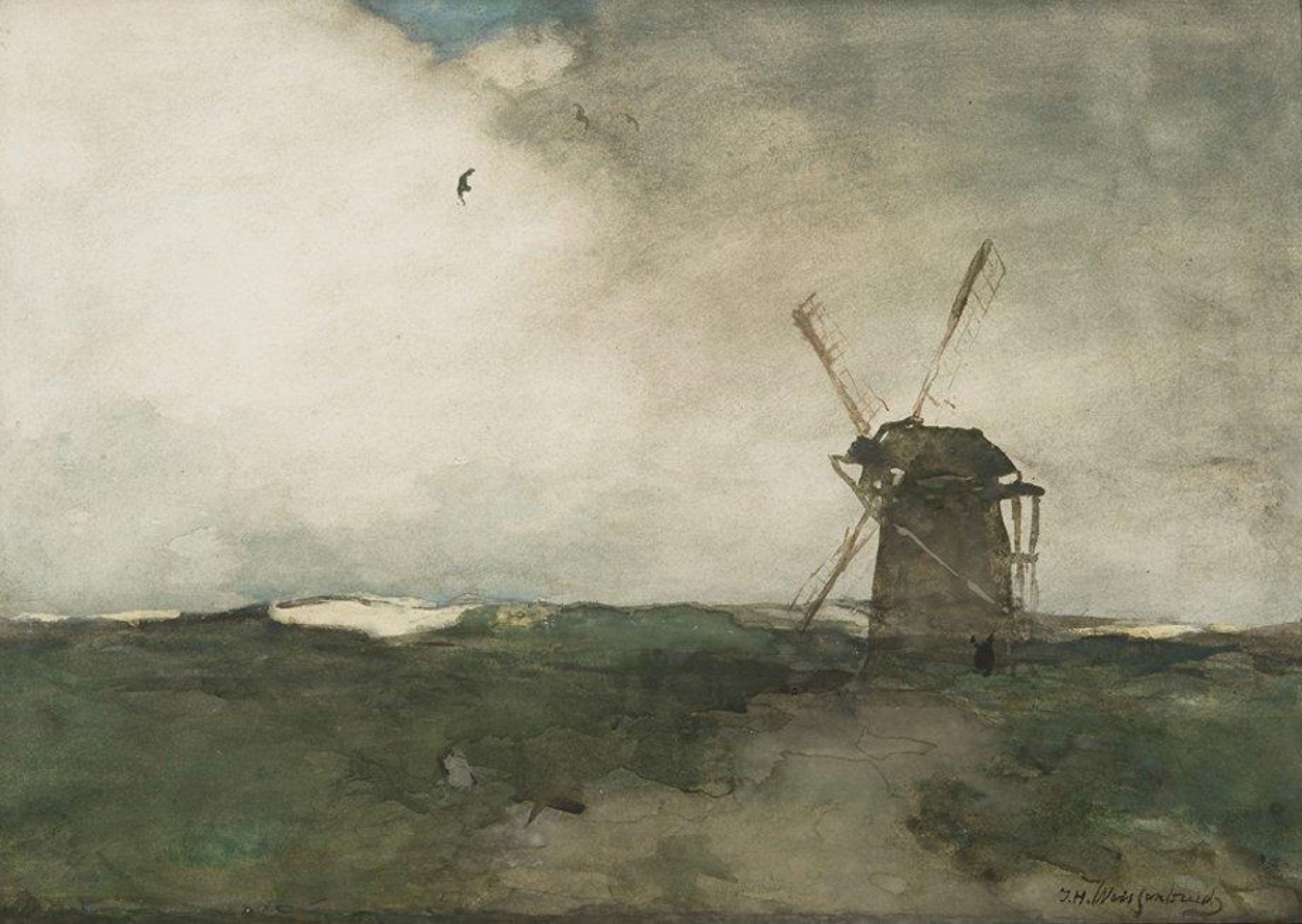 Hendrik Johannes Weissenbruch: Windmolen bij Dekkersduin