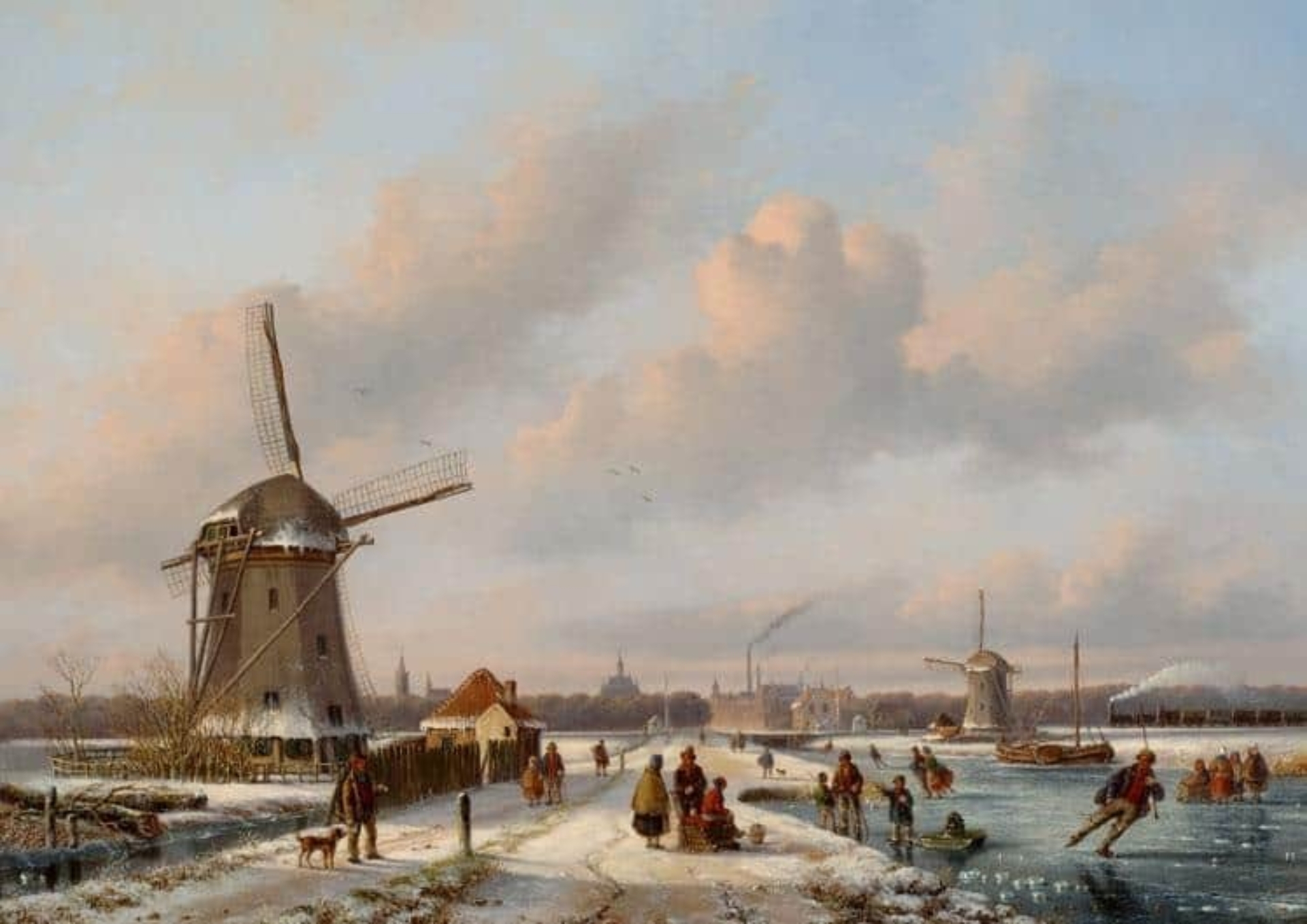 Anthony Andreas de Meijier: Winterlandschap bij de Trekvliet en de Trekweg, even buiten Den Haag