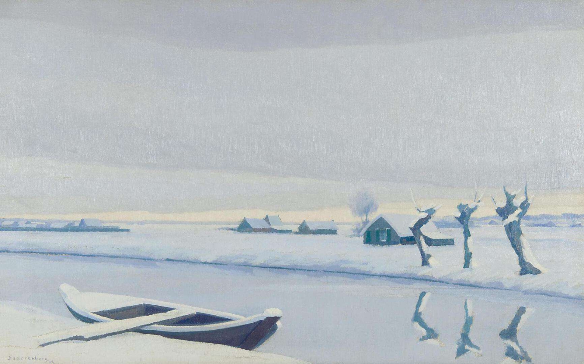 Dirk Smorenberg: Winterlandschap met drie knotwilgen