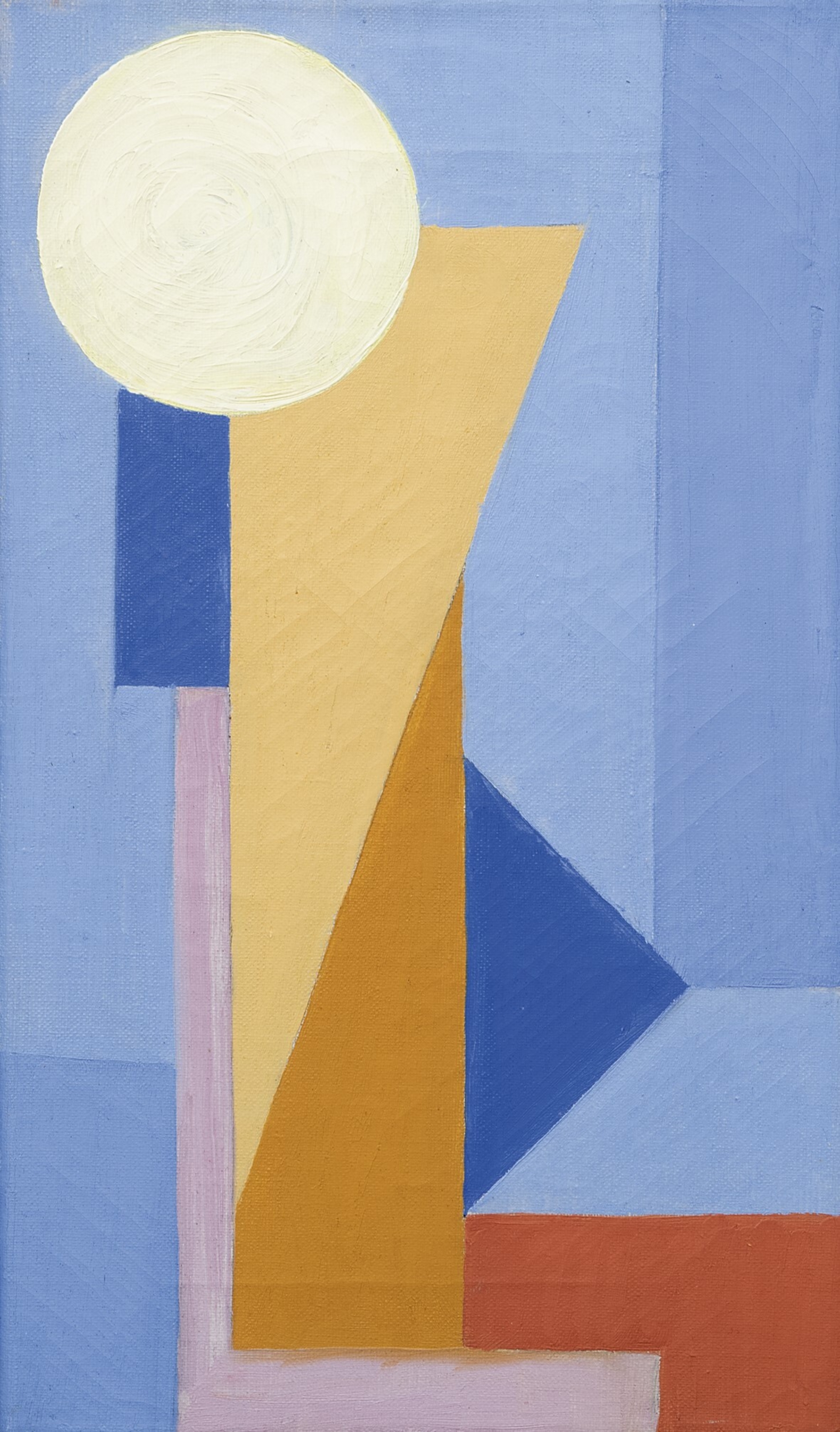 Wobbe Alkema: Blauwe compositie met verticalen