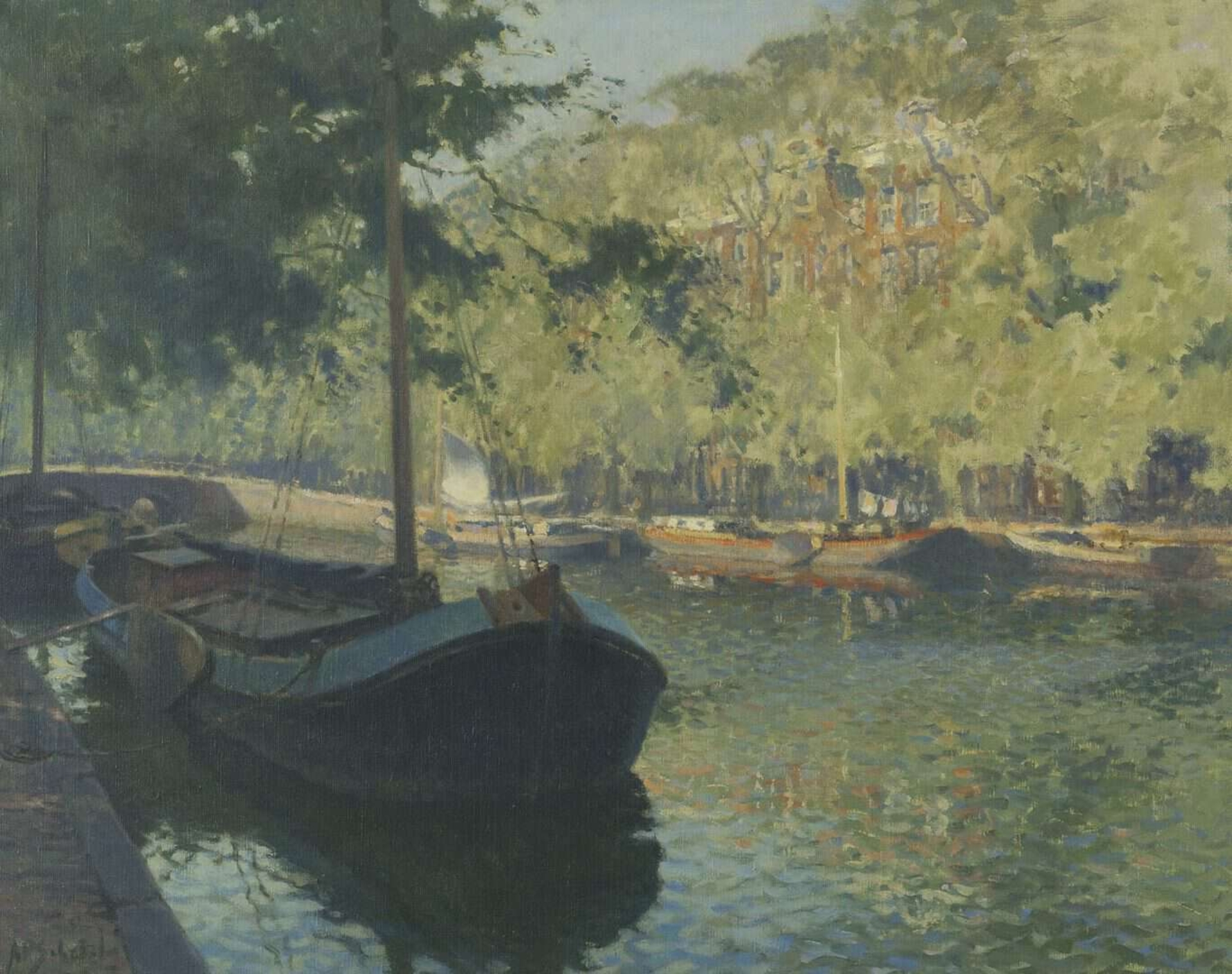 Anthonie Pieter Schotel: De Herengracht in Amsterdam op een zonnige dag