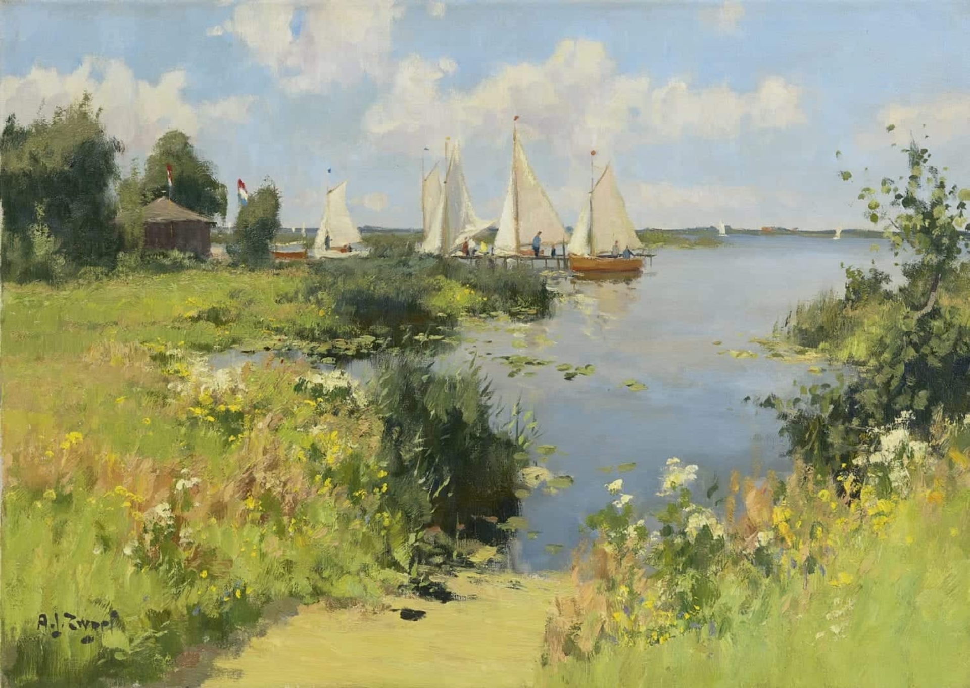 Arie Zwart: Zeilboten op het Kagermeer