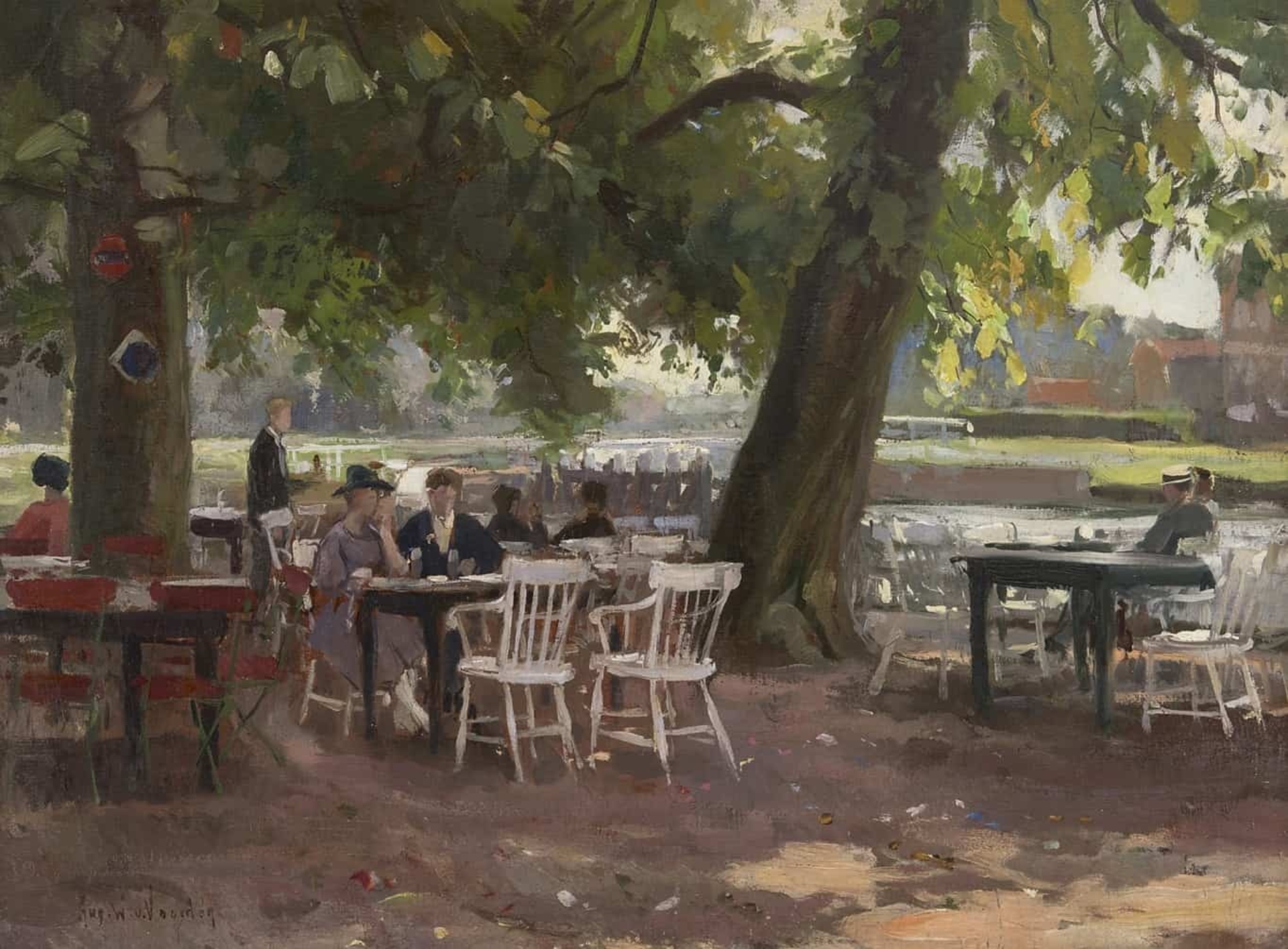 August Willem van Voorden: Op een terras aan het water