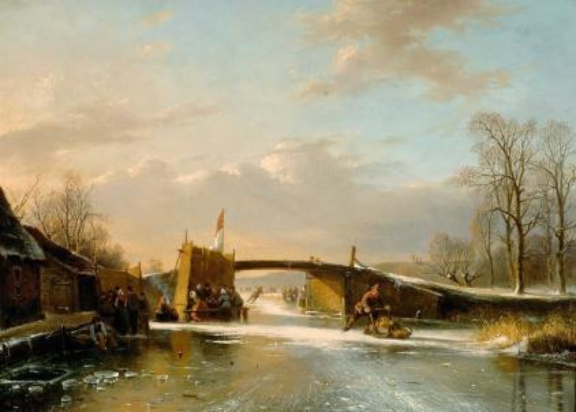 Frans Breuhaus de Groot: Ijsgezicht met schaatsers